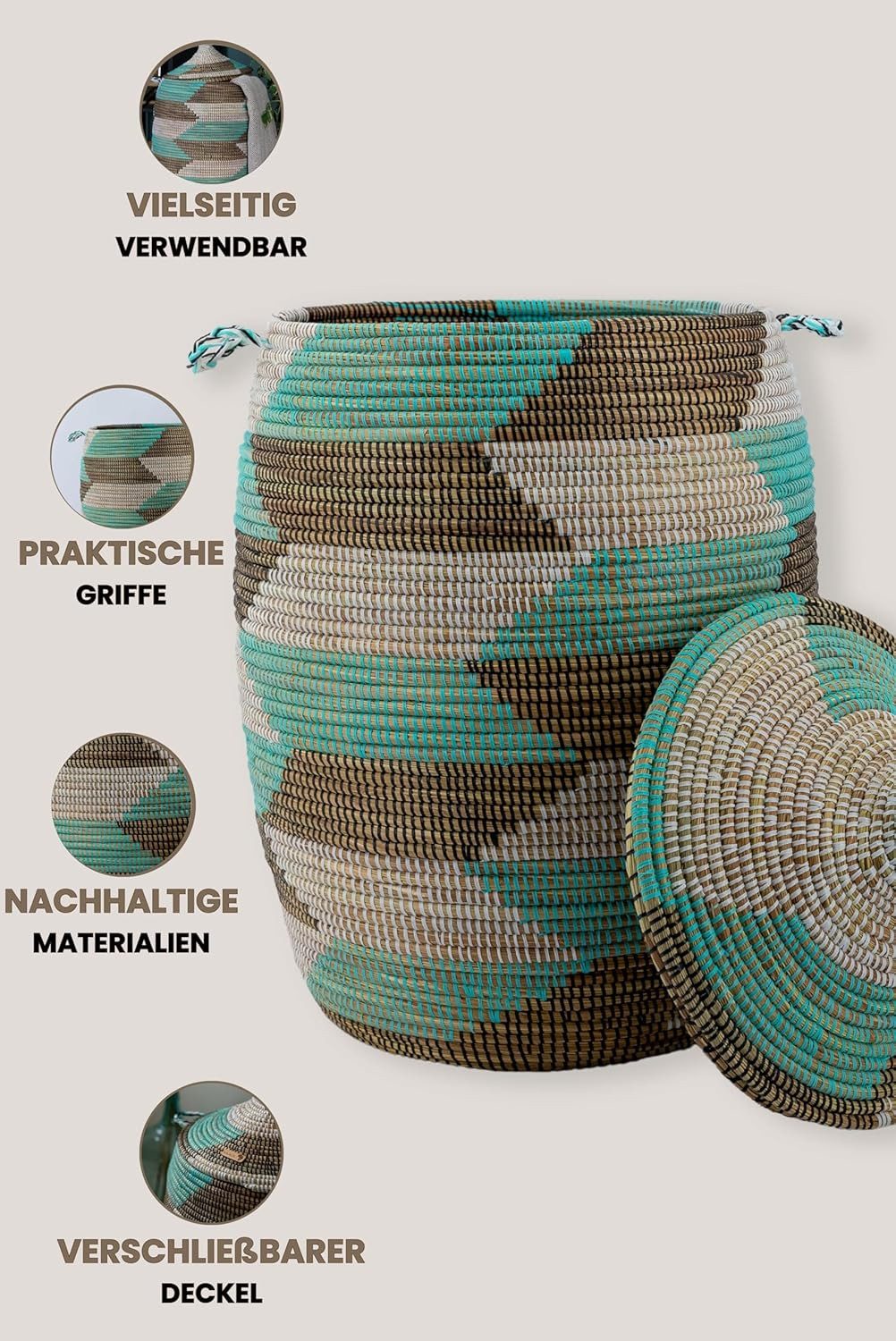 YAADU Wäschekorb mit Deckel 100L – günstig online kaufen