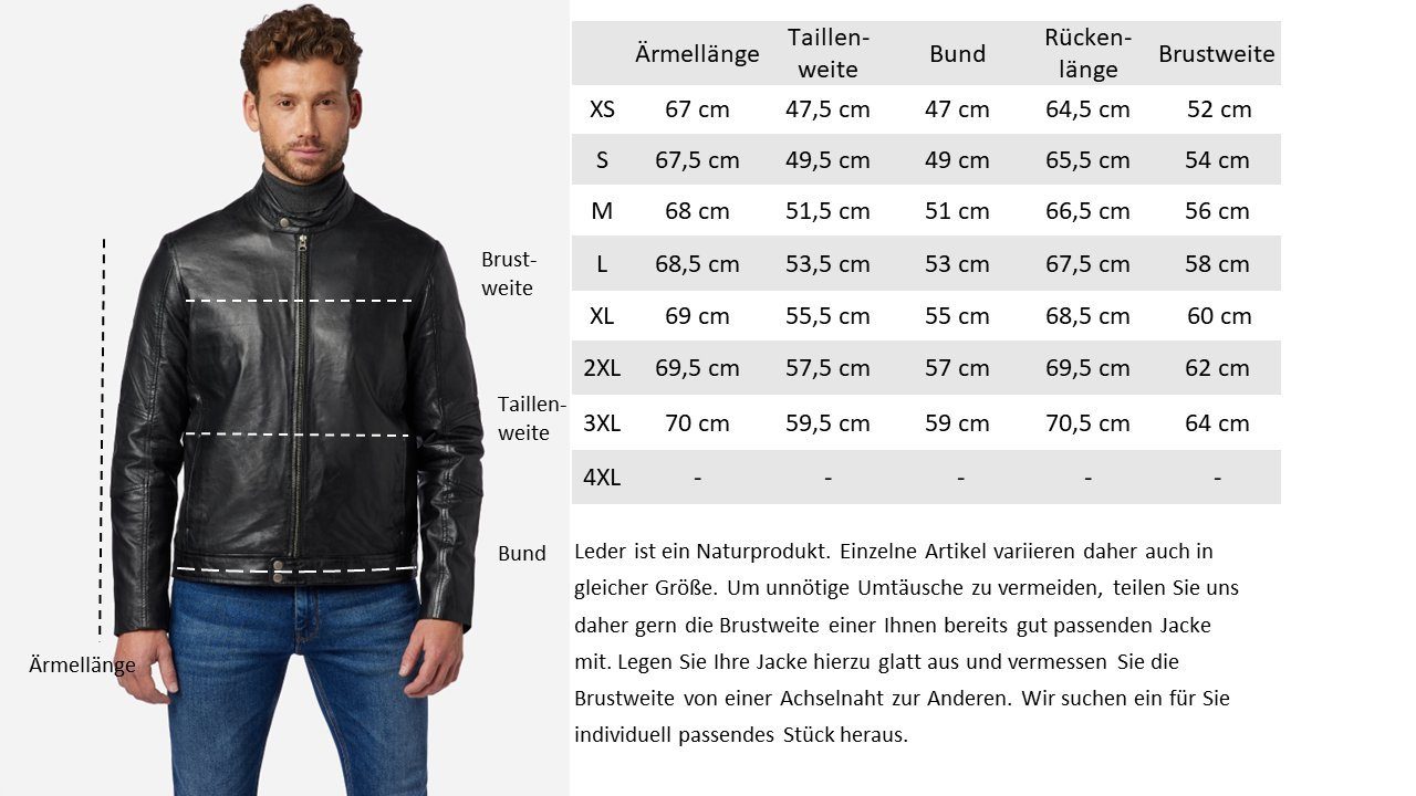 simplistisches Johnson RICANO hochwertiges Lederjacke Design, schwarz Lamm Leder