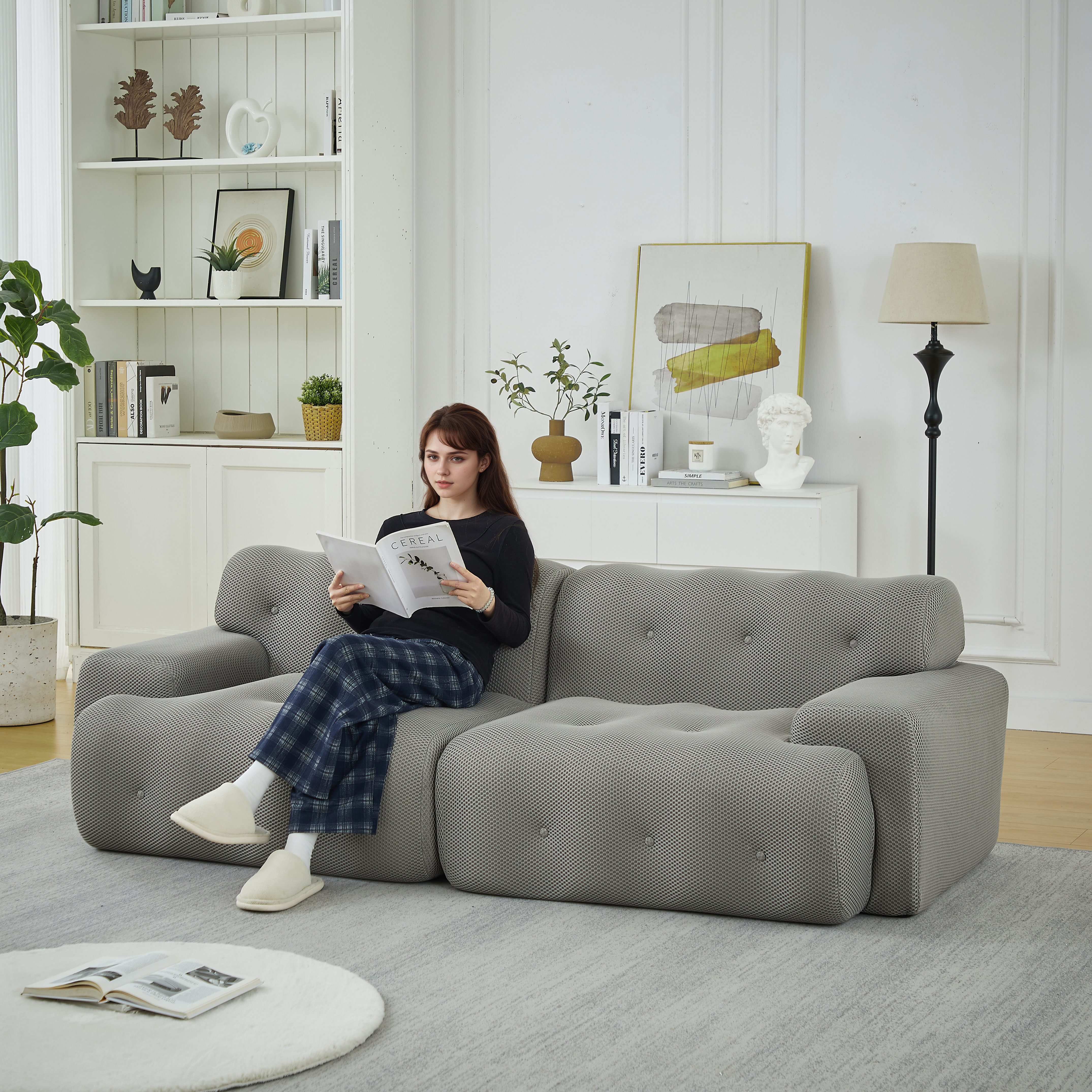 Odikalo 2-Sitzer Sofa Big Sofa, Wolkenförmiges, geschwungenes, übergroßes Doppelsofa mit breiten Armlehnen und modernem Design