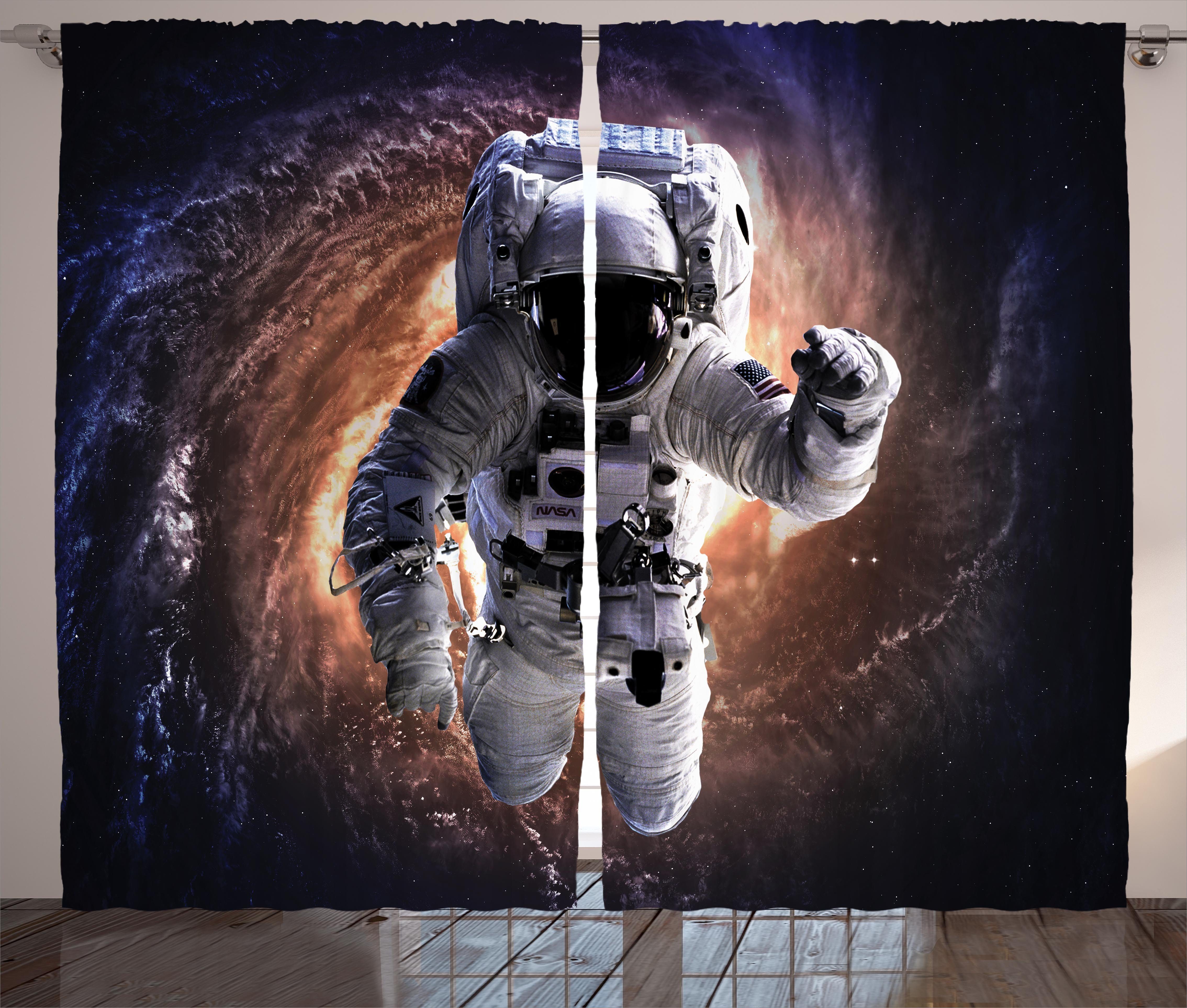 Schlafzimmer Abakuhaus, Galaxis und Haken, Vorhang Weltraum im mit Schlaufen Gardine Kräuselband Astronaut