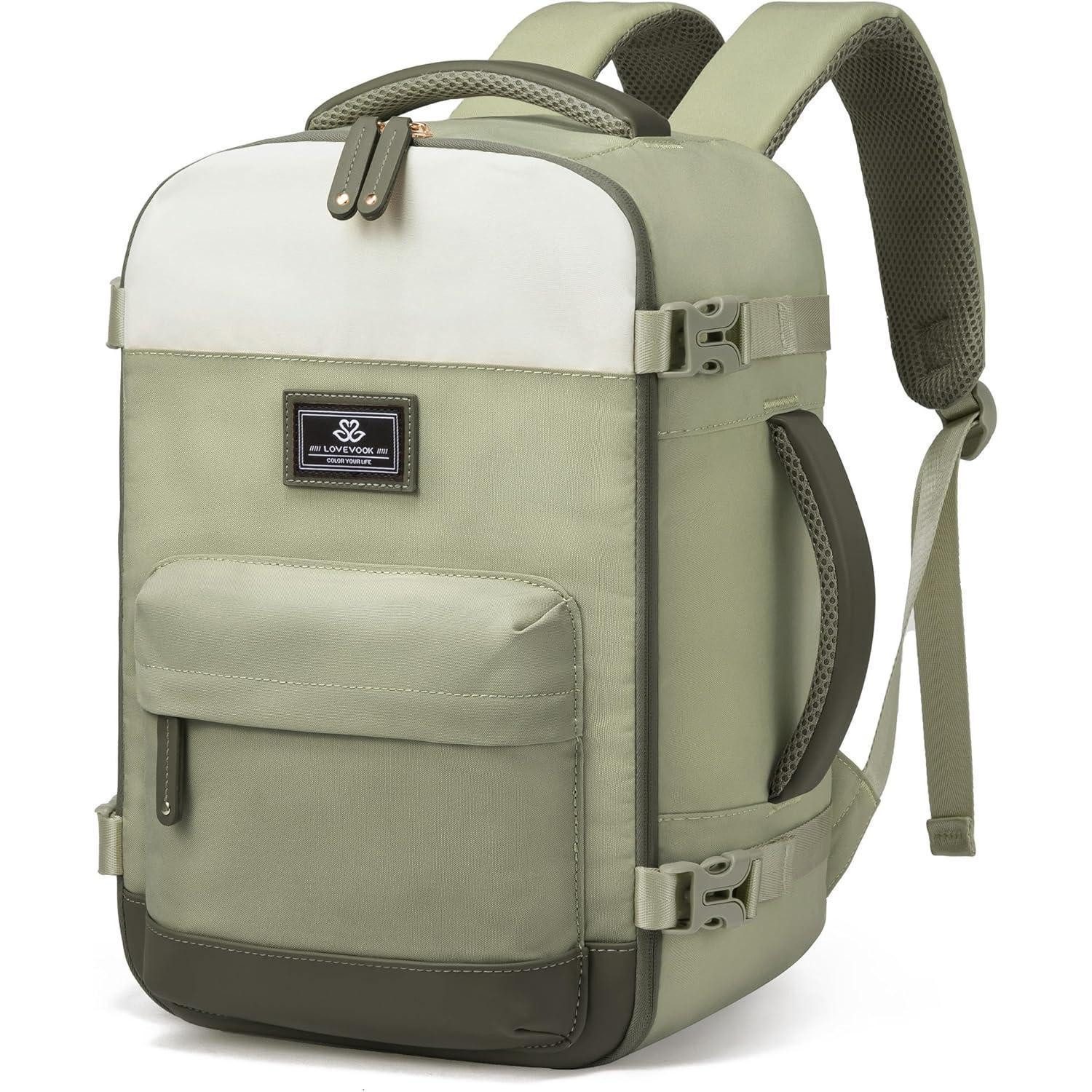 Reiserucksack Rucksack Handgepäck 1-beige Grün 40x20x25 cm(Einzelpaket)