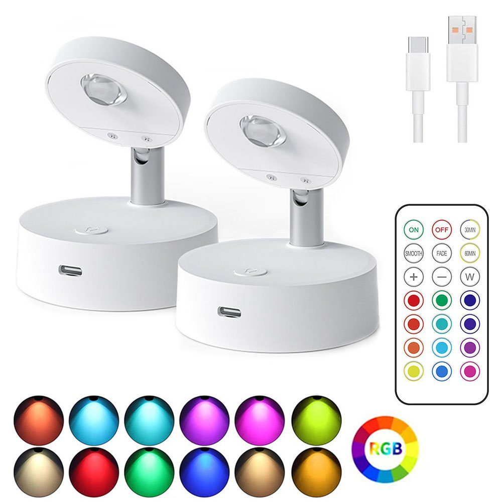 MUPOO LED Deckenstrahler LED Spot Lampe Drahtlose Deckenstrahler mit Fernbedienung, 1 Leuchte & 1 Fernbedienung, RGB,Einstellbare Leuchtkraft,Drehbarer Lampenhalter