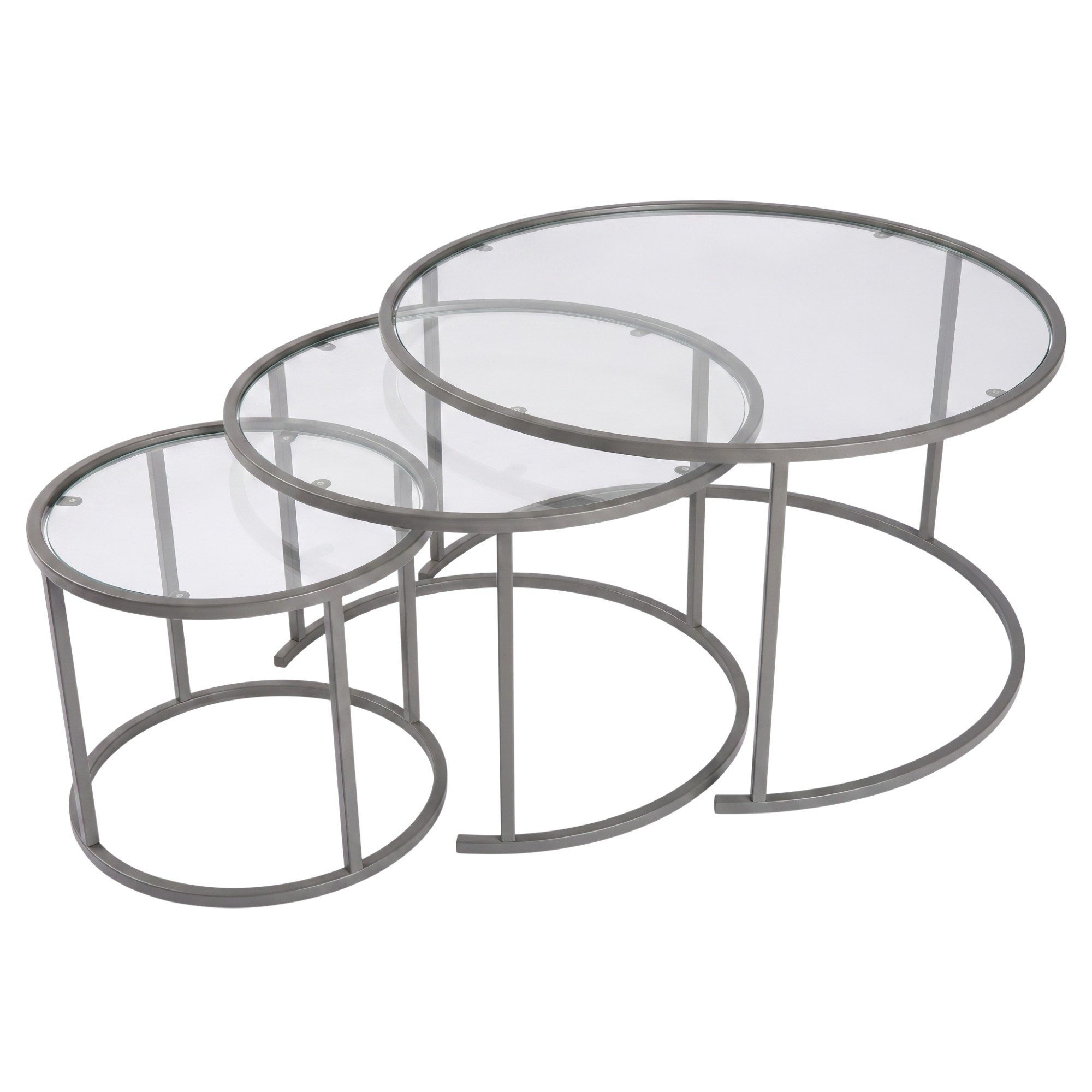Skye Decor Couchtisch Japandi (3-St., 3-teilig), 3-teiliges Design mit gehärteter Glasplatte und Metallgestell