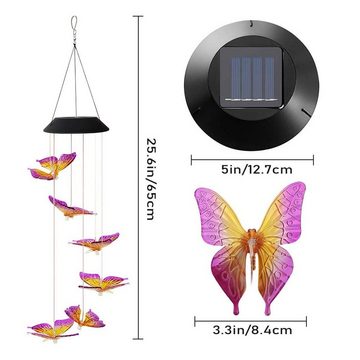 MAGICSHE Windspiel LED Solarleuchte Solar Schmetterling Gartendeko