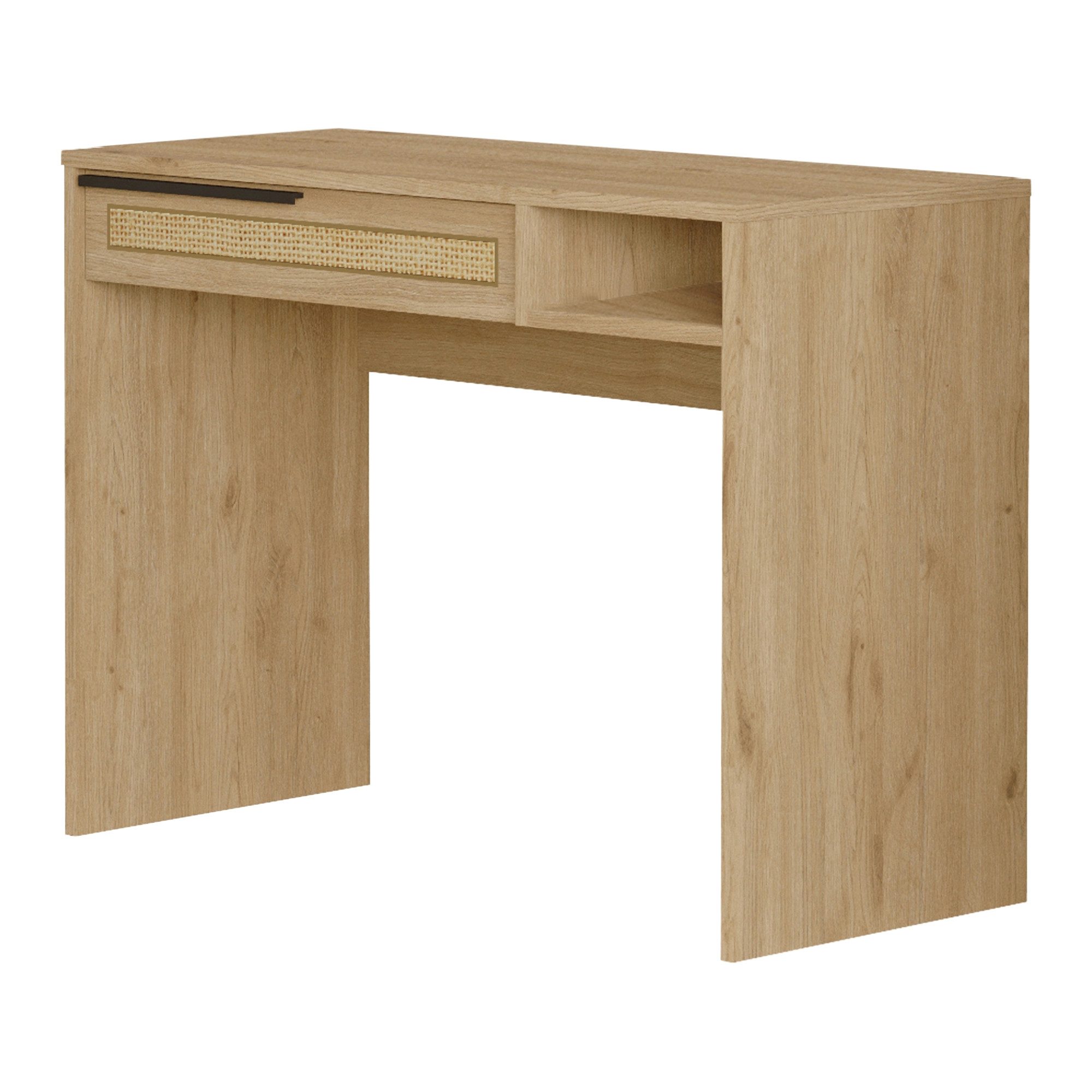 en.casa Schminktisch, Frisiertisch »Kvænangen« 100x45x75 cm Eiche/Rattanopt günstig online kaufen