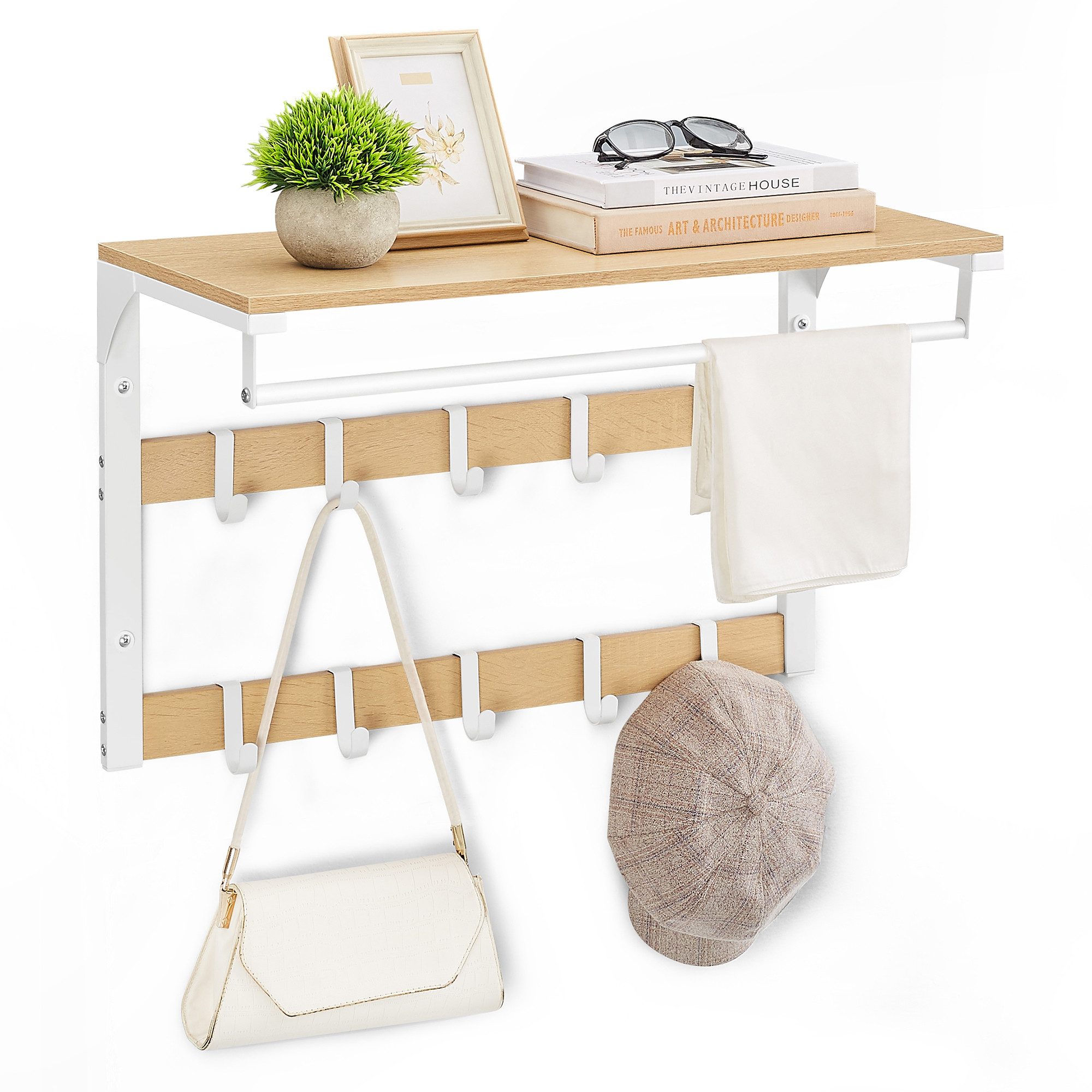 VASAGLE Wandgarderobe, Wandregal, mit Haken, 65 günstig online kaufen