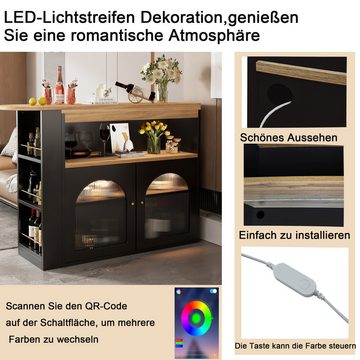 MODFU Bartisch Stehtisch Ausziehbarer Esstisch (Bunte LED-Lichtleisten Freie 360-Grad-Drehung, 1-St), mit Stauraum, für Esszimmer und Wohnzimmer