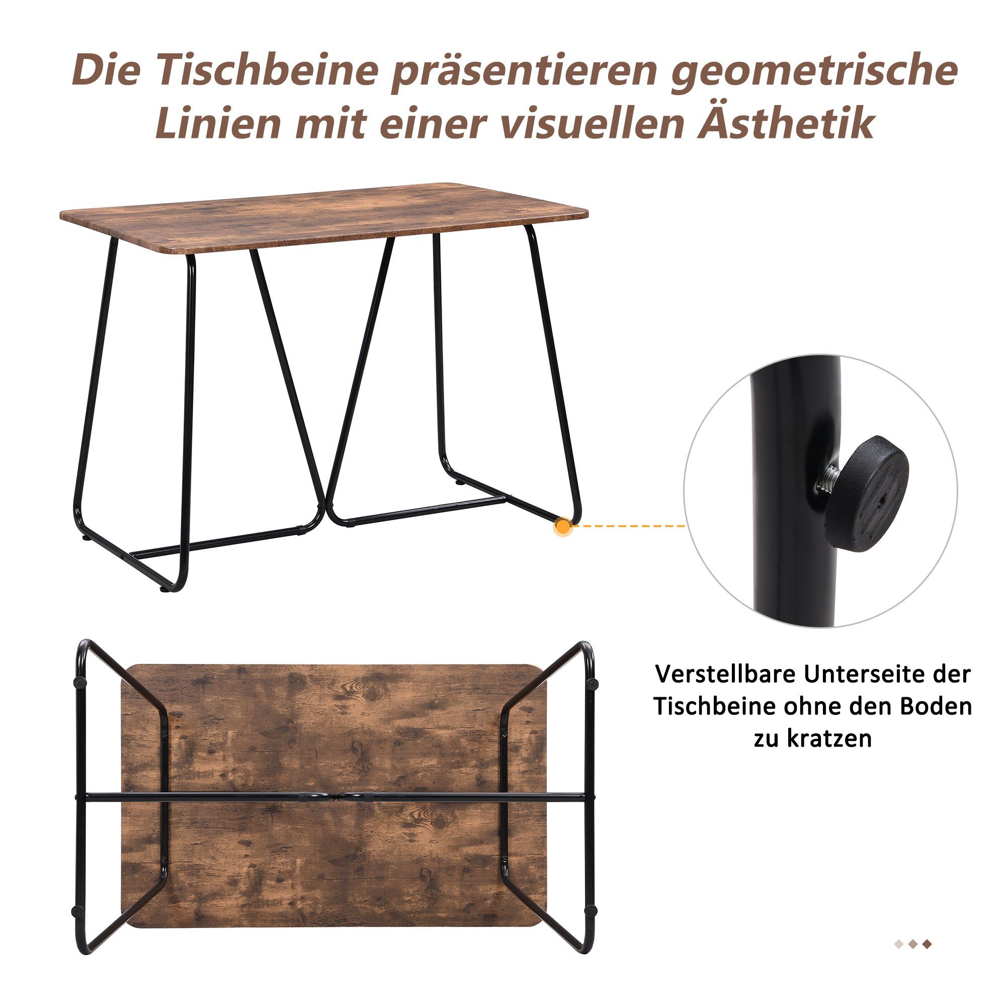 mit Moderne Stuhl 5-tlg., Tischplatte Rechteckige 4 und Stühlen, Esstisch (Esstisch Essgruppe, OKWISH Set)