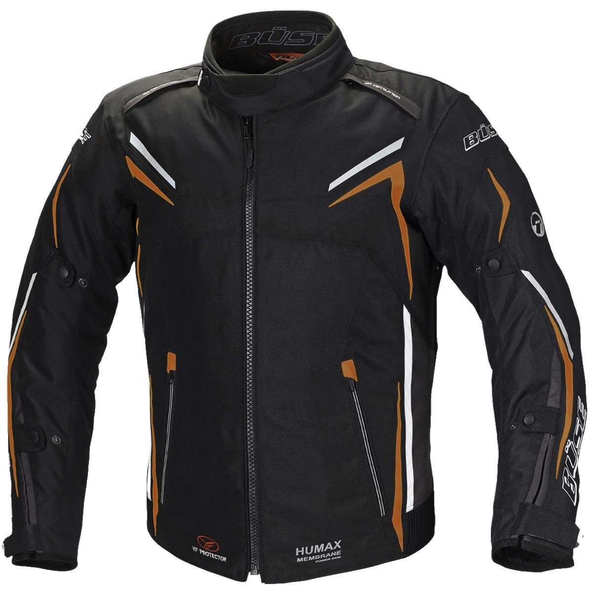 Herren schwarz Büse / orange Textiljacke Mugello Black/Orange Büse Motorradjacke