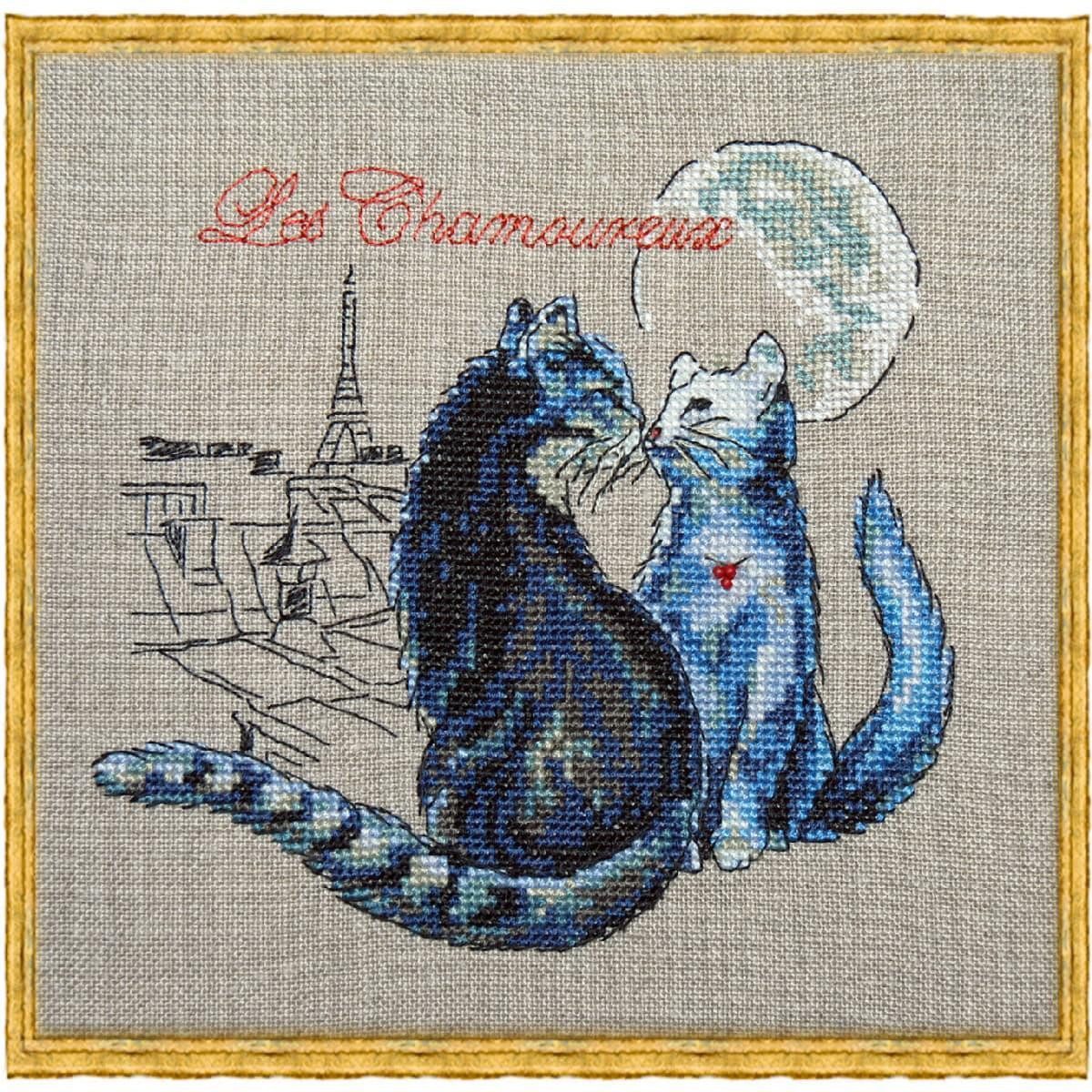 Kreativset Nimue Kreuzstich Set "Les Chamoureux", Zählmuster, 114K, 14,5x14cm
