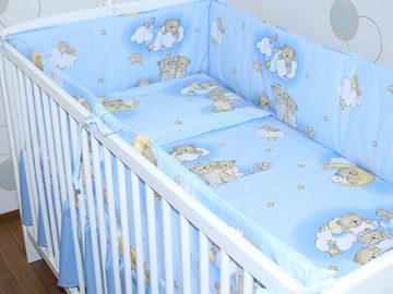 Babybettwäsche Baby Bettset- 6 teiliges mit 420 Nestchen Vollstoff Himmel Bettwäsche, Primawela