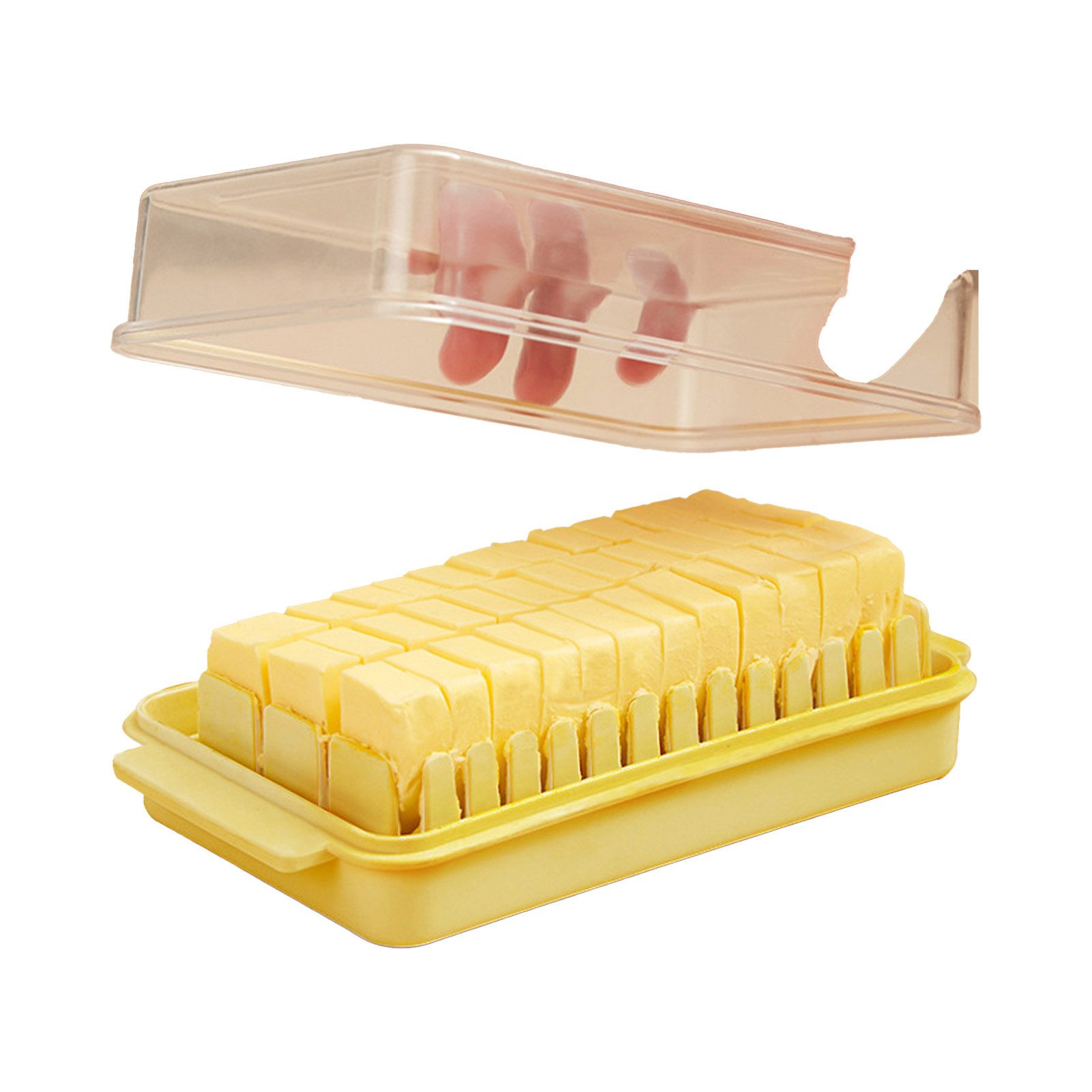 Jumpeak Butterdose Butterdose mit Deckel Kunststoff,Butterbehälter,Butterdish,Butterdosen, (Packung, Modularer Butterbehälter mit abnehmbaren Teilen), butterdose tupperware,geteilteSchale,schneidbar,abnehmbar,2Farben