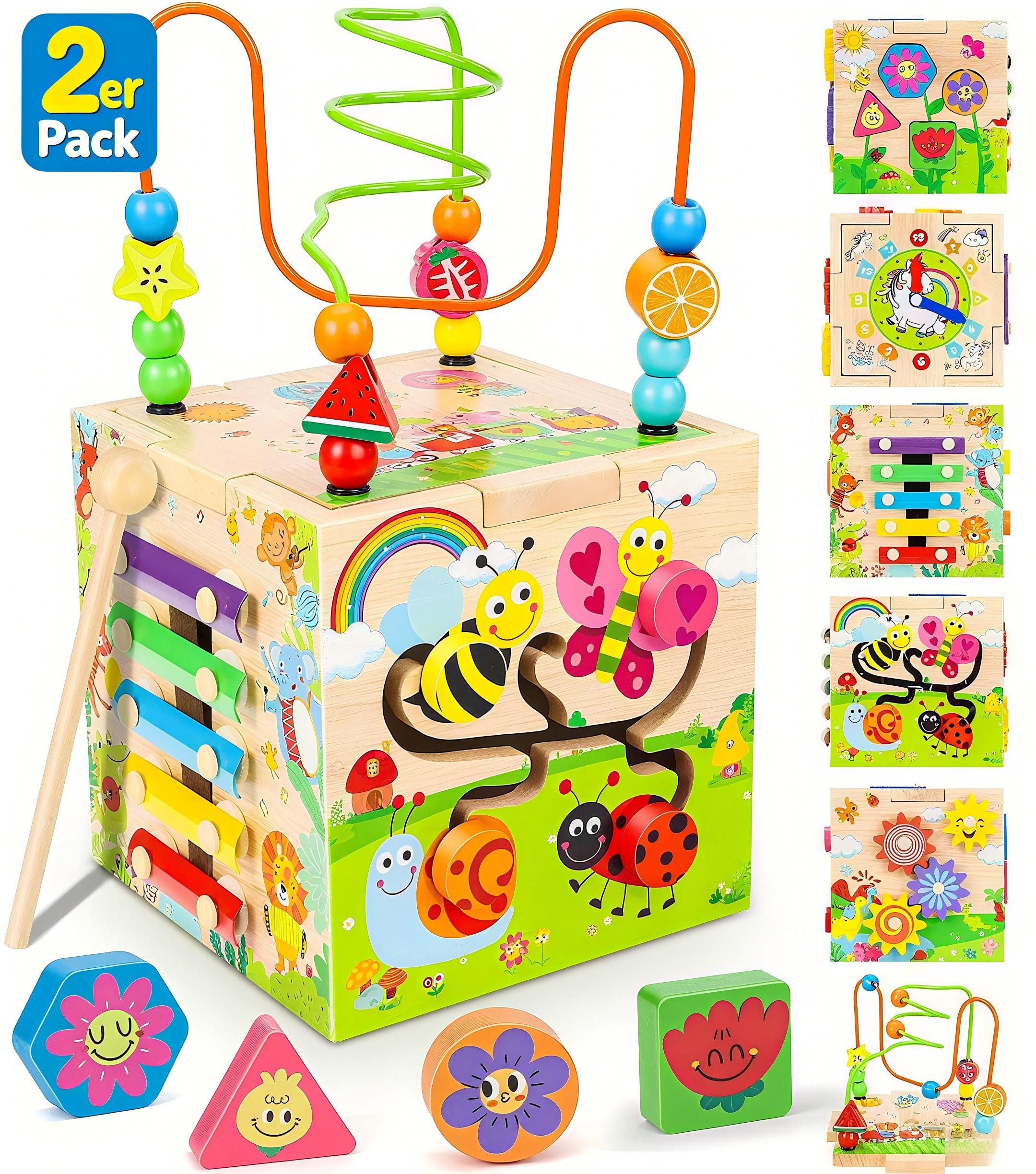 POPOLIC Motorikwürfel Motorikspielzeug, Aktivitätswürfel Montessori Baby günstig online kaufen
