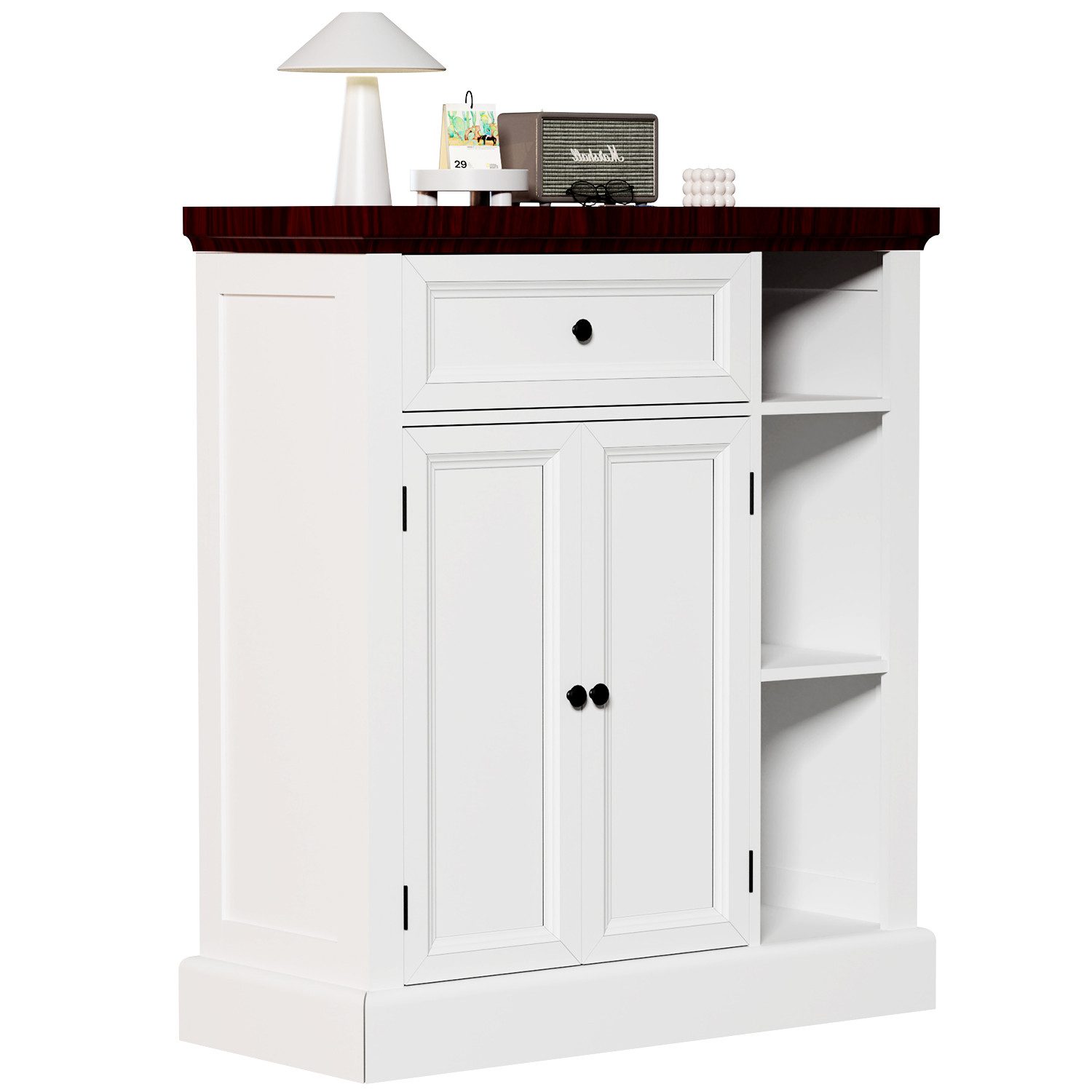 oyajia Badkommode Badezimmerschrank mit Schublade & verstellbaren Einlegeböden (Unterschrank Badschrank Badezimmermöbel, 75 x 30 x 80 cm)