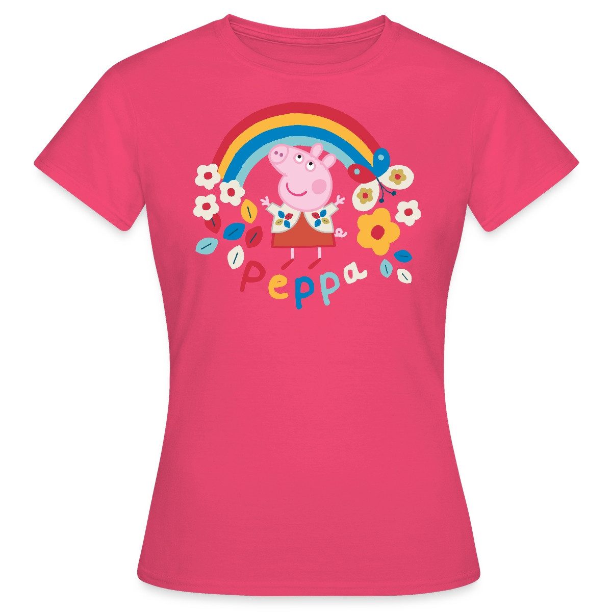 Spreadshirt T-Shirt Peppa Wutz Regenbogen Rainbow günstig online kaufen