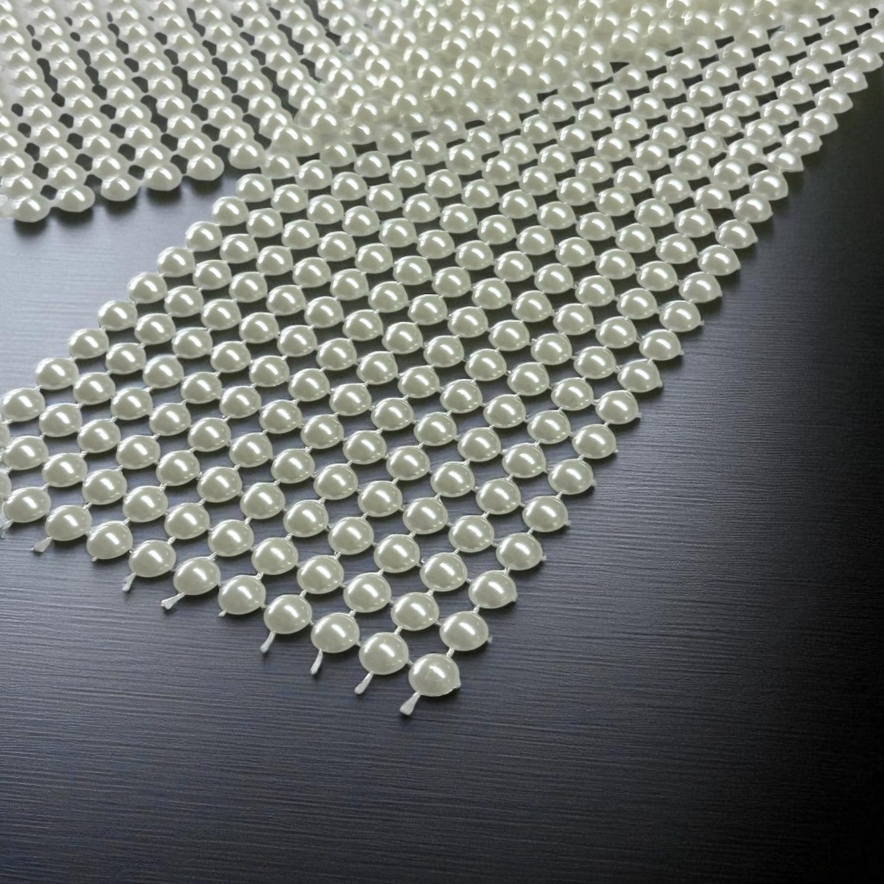 Gasper Tischband Perlen-Tischband "BEANS" 11,5 x 150cm Hochzeit Tischläufer Creme-Weiß