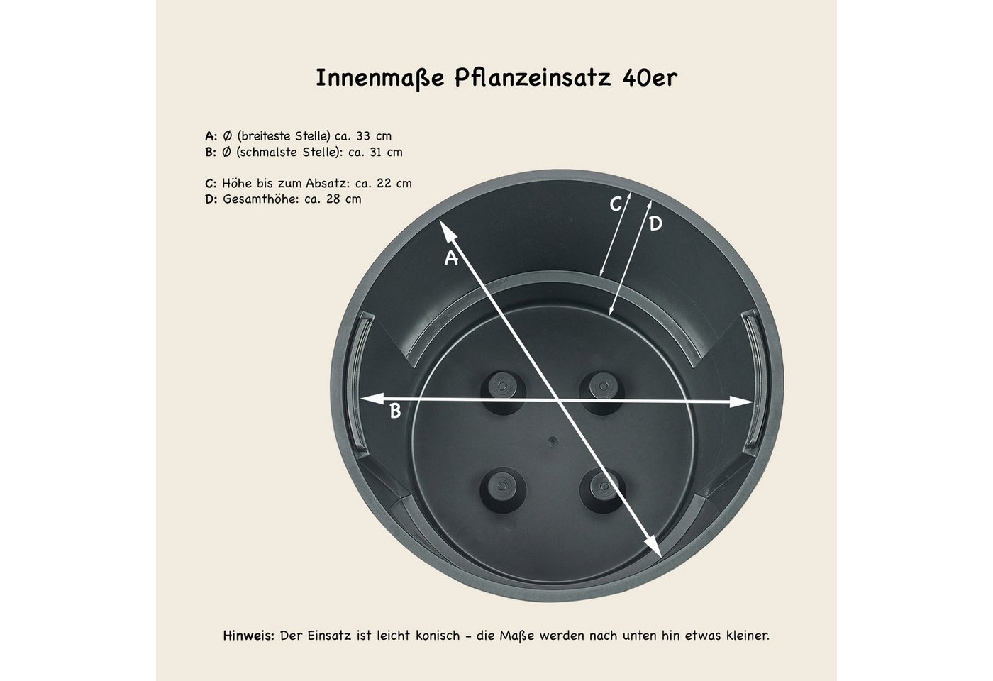 Thumbnail - VidaAtHome.de Blumentopf Design-Pflanzgefäß VYLU ø 40er, Modernes Rillendesign, mit praktischem Pflanzeinsatz