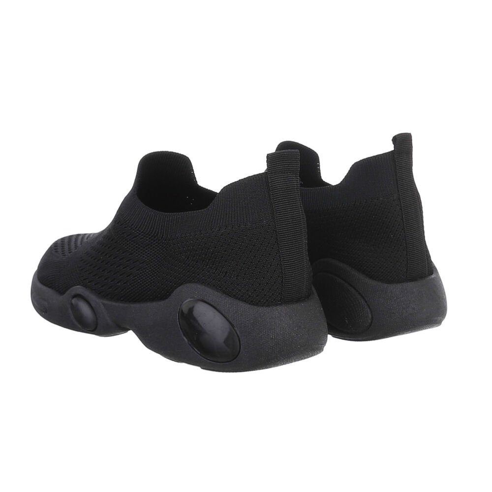 Ital-Design Kinder Low-Top Freizeit Sneaker Flach Freizeitschuhe in Schwarz