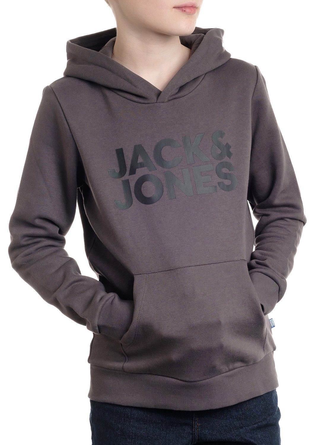 Jack Jones Junior Kapuzenpullover Asphalt-Black Unifarbe &