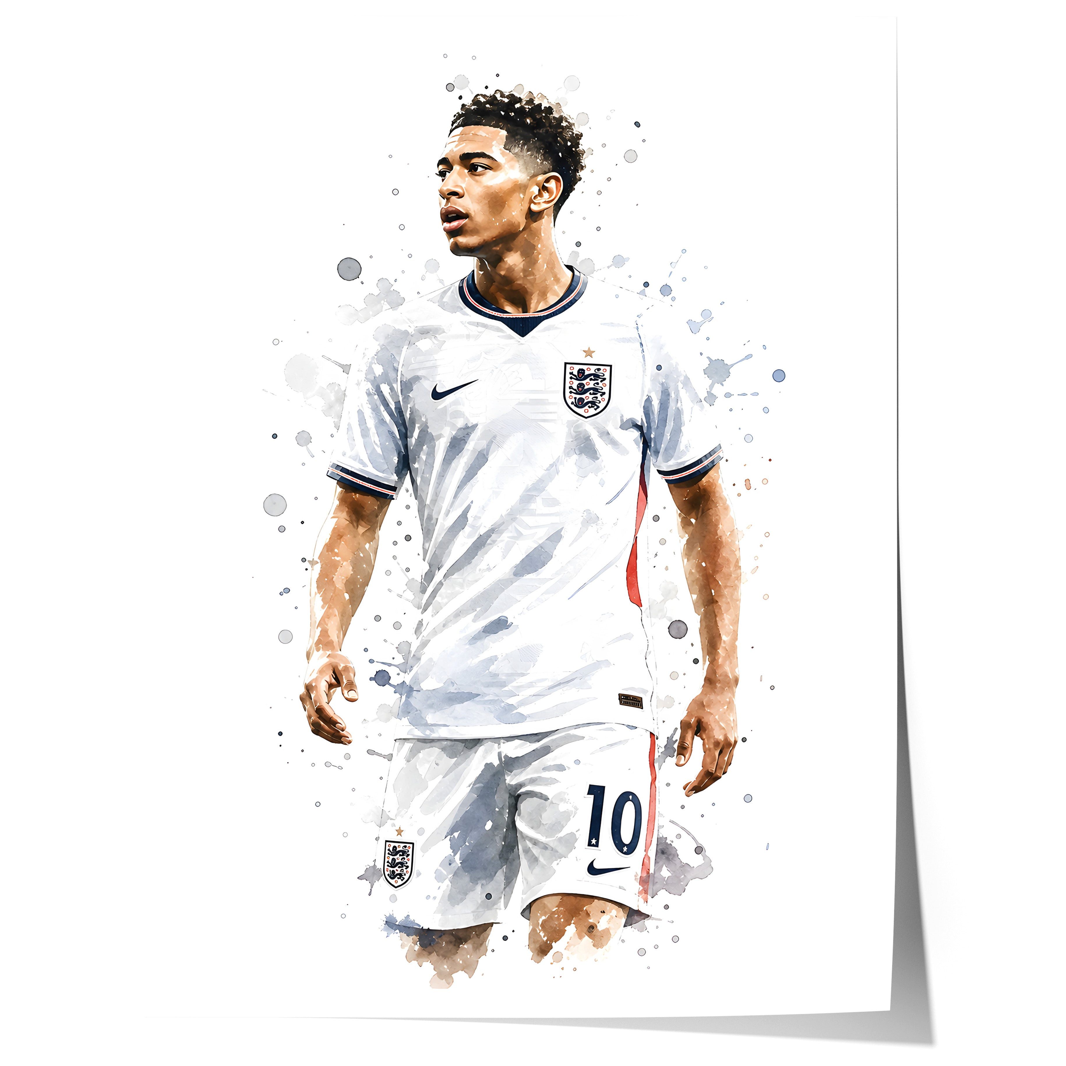 JUSTGOODMOOD Poster England Fussball Geschenkidee Aquarell Sport Wandbild Deko Print ohne, (1 St)