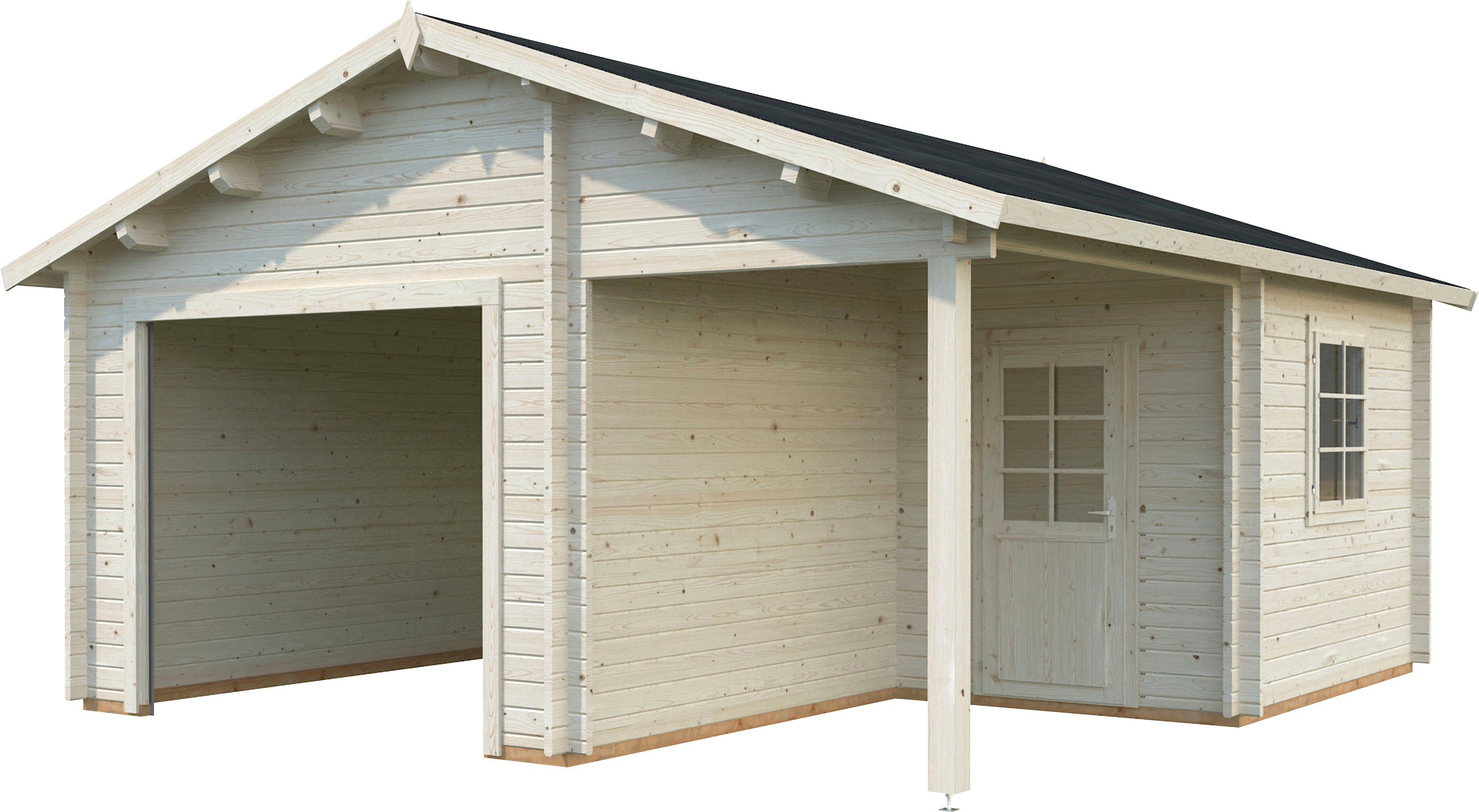 Palmako Garage Irene/Roger, BxTxH: 564x601x321 cm, mit Anbau, ohne Tor, transparent | Garagen