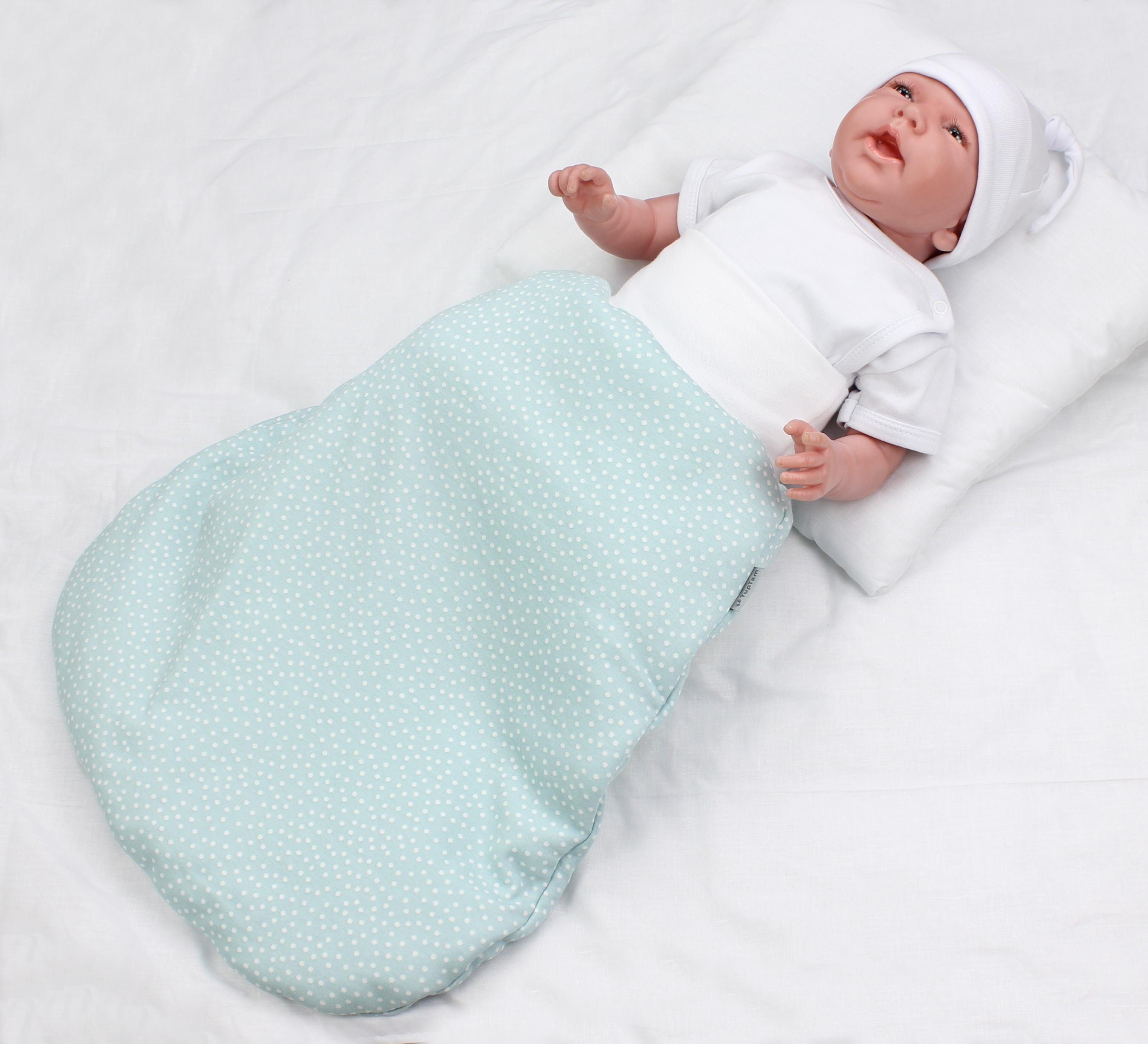 Babyschlafsack breitem Bund mit Tupfen Strampelsack Wattiert TupTam Baby TupTam Unisex Mineralgrün