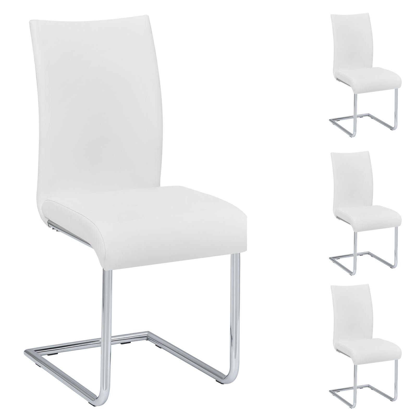 IDIMEX Esszimmerstuhl ALADINO (4 St), Freischwinger Schwingstuhl Esszimmerstuhl Küchenstuhl Stühle Esszimmer weiß