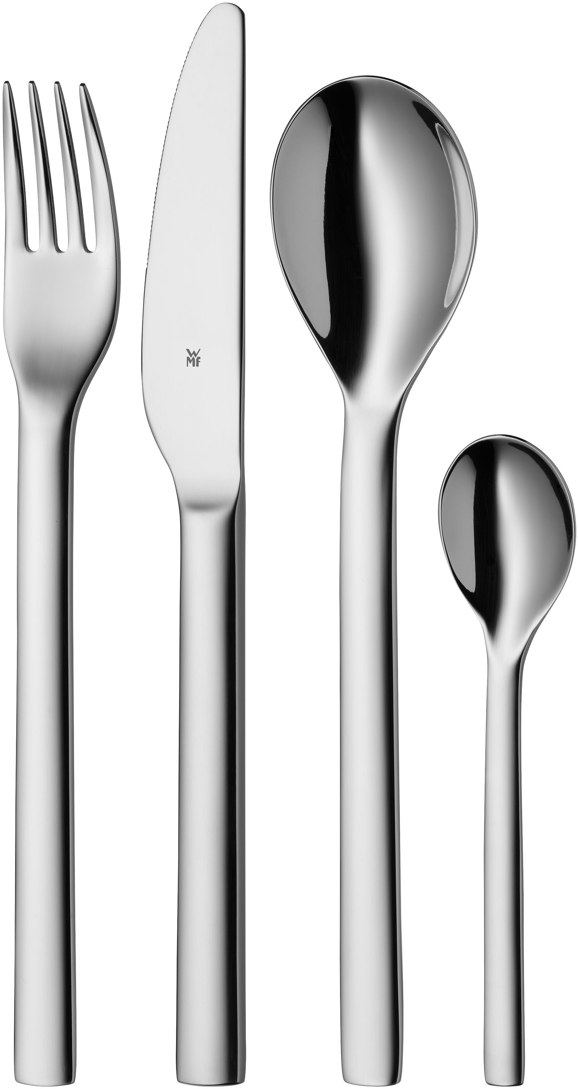 WMF Besteck-Set Nuova (4-tlg), 1 Personen, Cromargan® Edelstahl Rostfrei 18/10, 4-tlg., Cromargan Edelstahl rostfrei 18/10, Geschenkverpackung