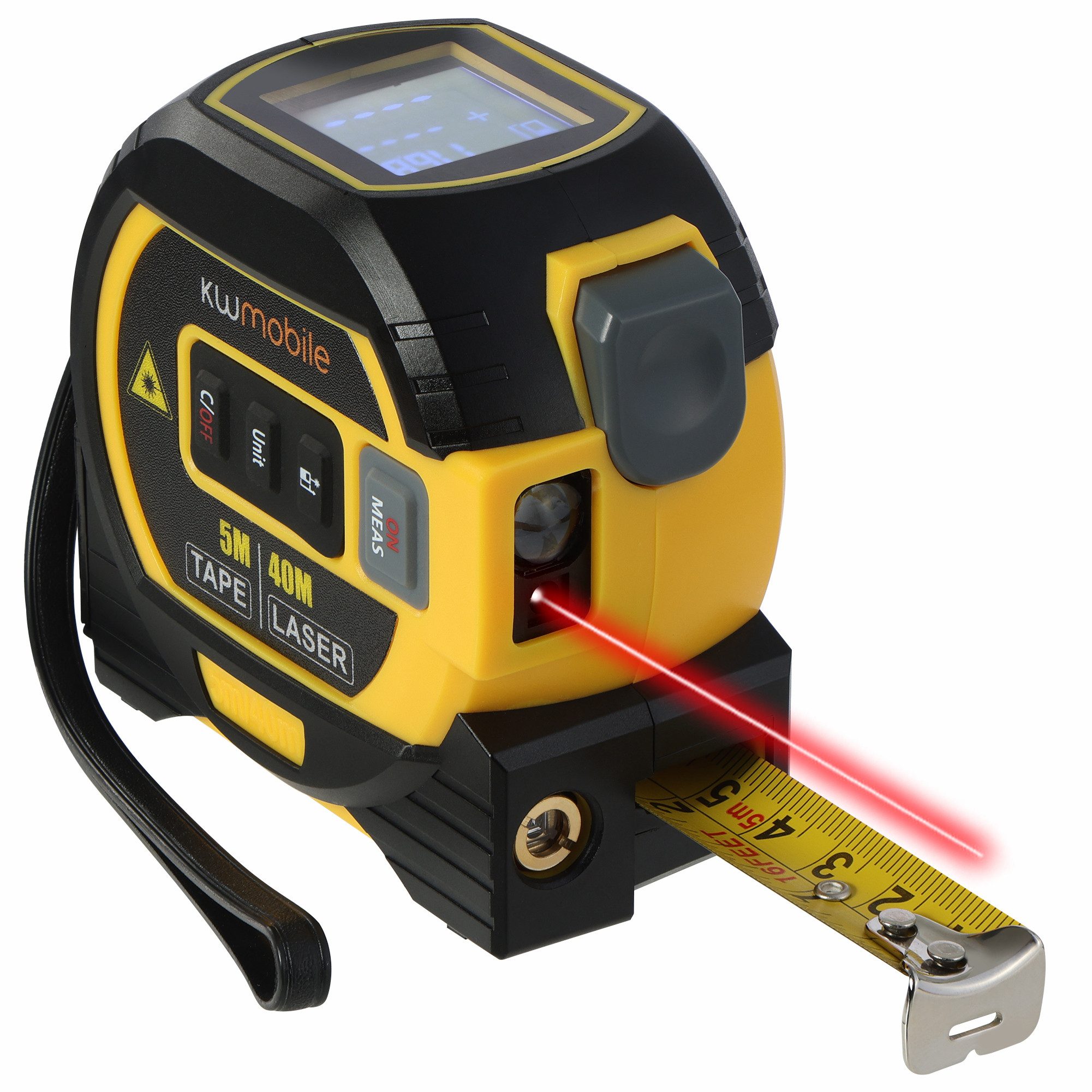 kwmobile Rollbandmaß 3-in-1 Laser-Entfernungsmesser - Präzises digitales Maßband mit Laser