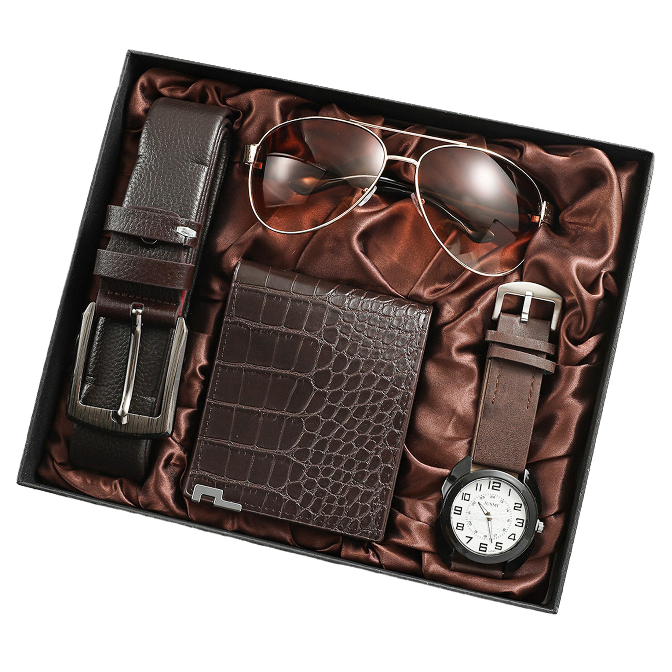 Geldbörse 4PCS Geschenk für Männer Herrenuhr Gürtel Set