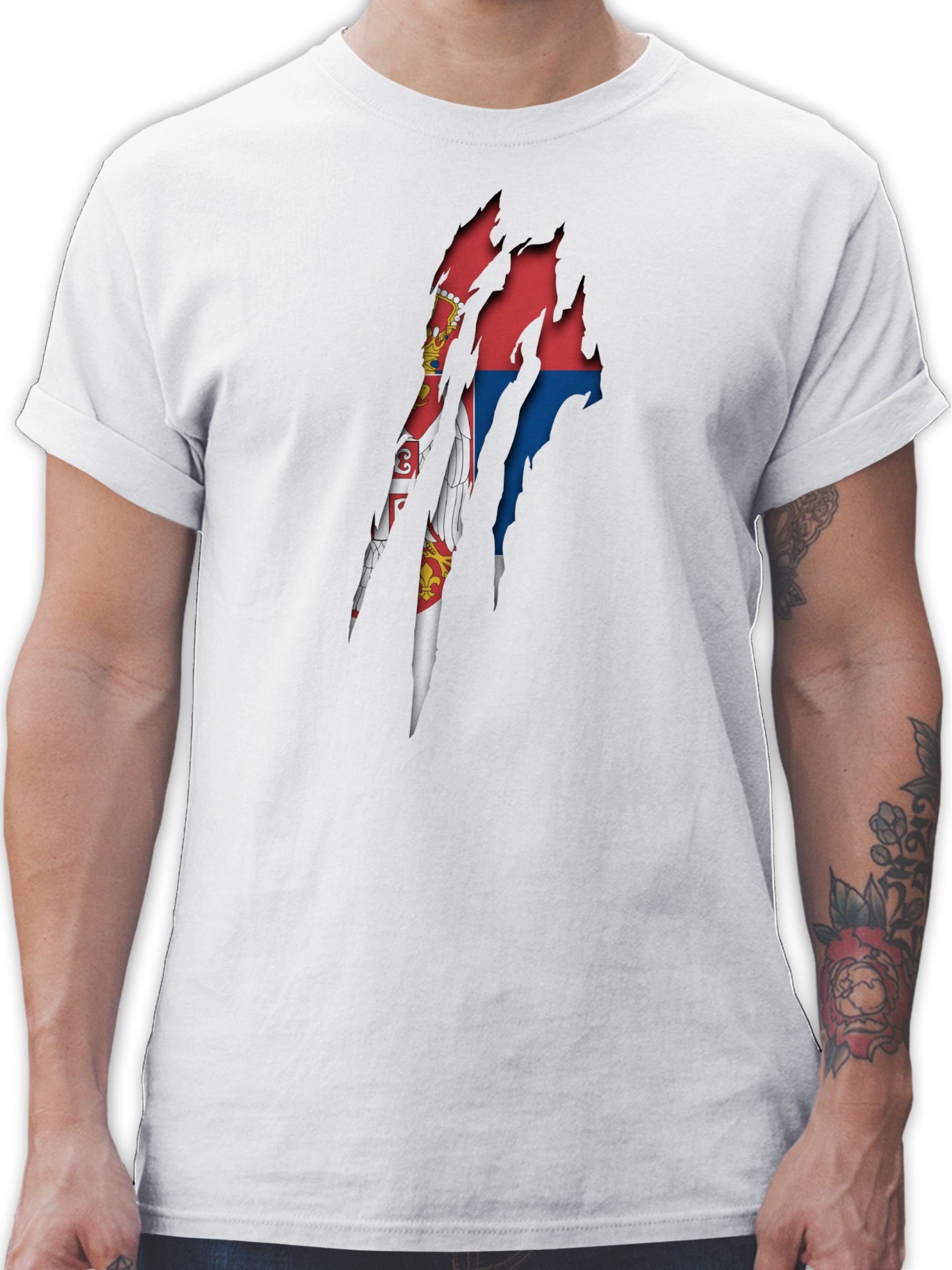 Shirtracer T-Shirt Serbien Krallenspuren Fussball EM 2024 2 Weiß | T-Shirts