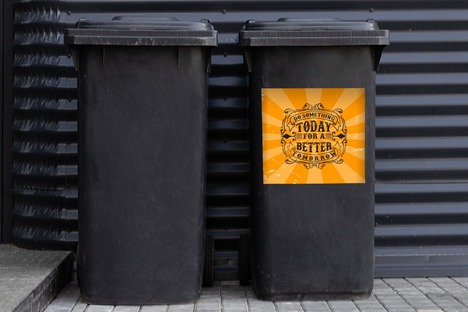 Abfalbehälter Text - Wandsticker Gestaltung Sticker, Jahrgang Mülleimer-aufkleber, St), Container, (1 - Mülltonne, MuchoWow