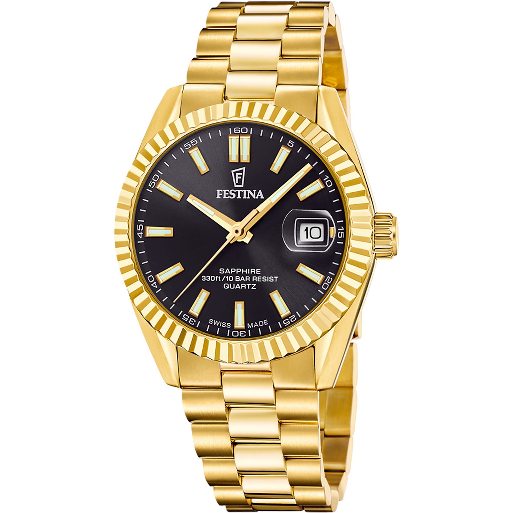 Festina Quarzuhr Classic Steel F20086_B, Armbanduhr, Damenuhr, Herrenuhr, Swiss Made, Edelstahlarmband, analog