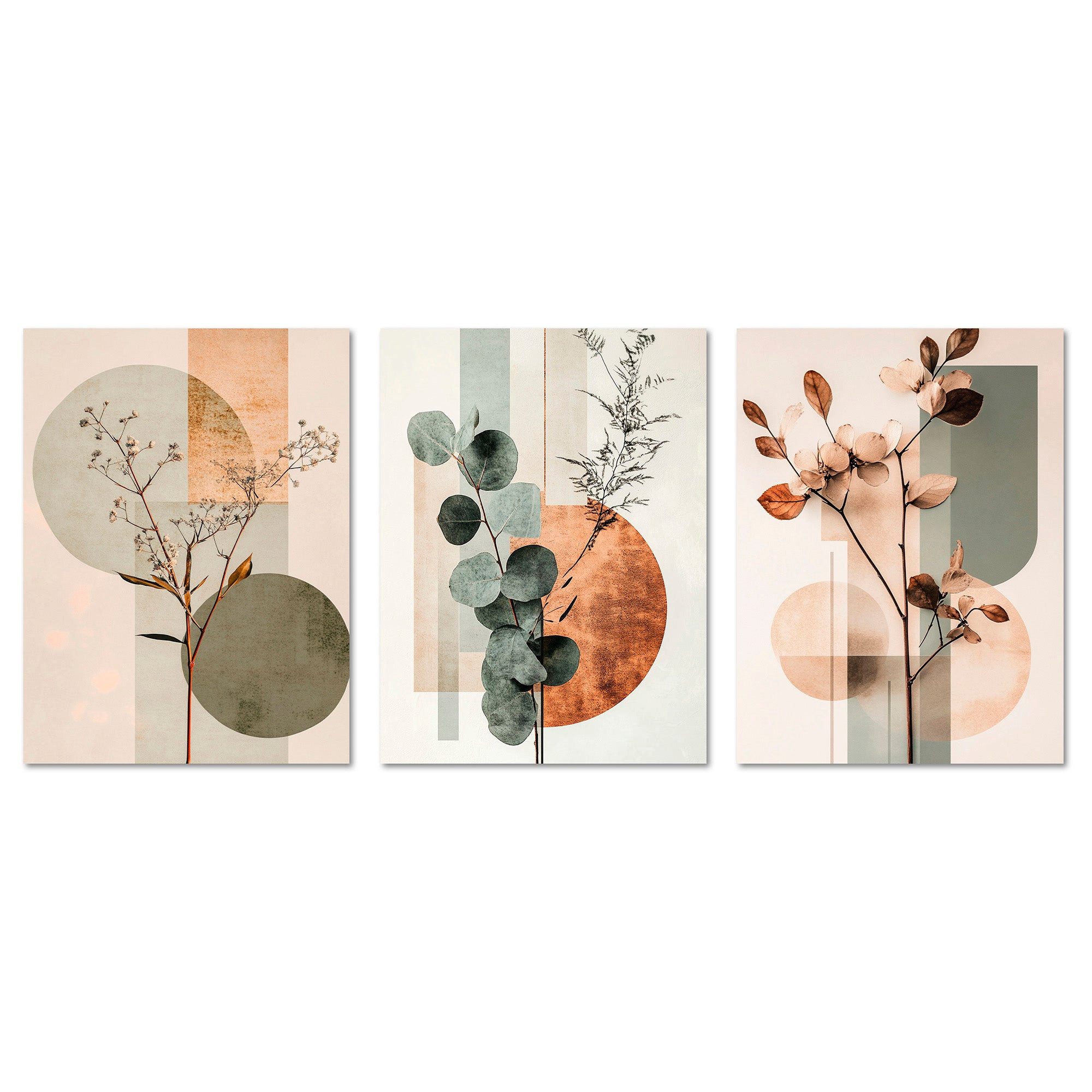 ARTFAVES Bilder-Collage Poster Set Abstract Flower Art 2 I mehrteilige Bilderwand I Wandbilder, (Wandbilder modern, 3 St)