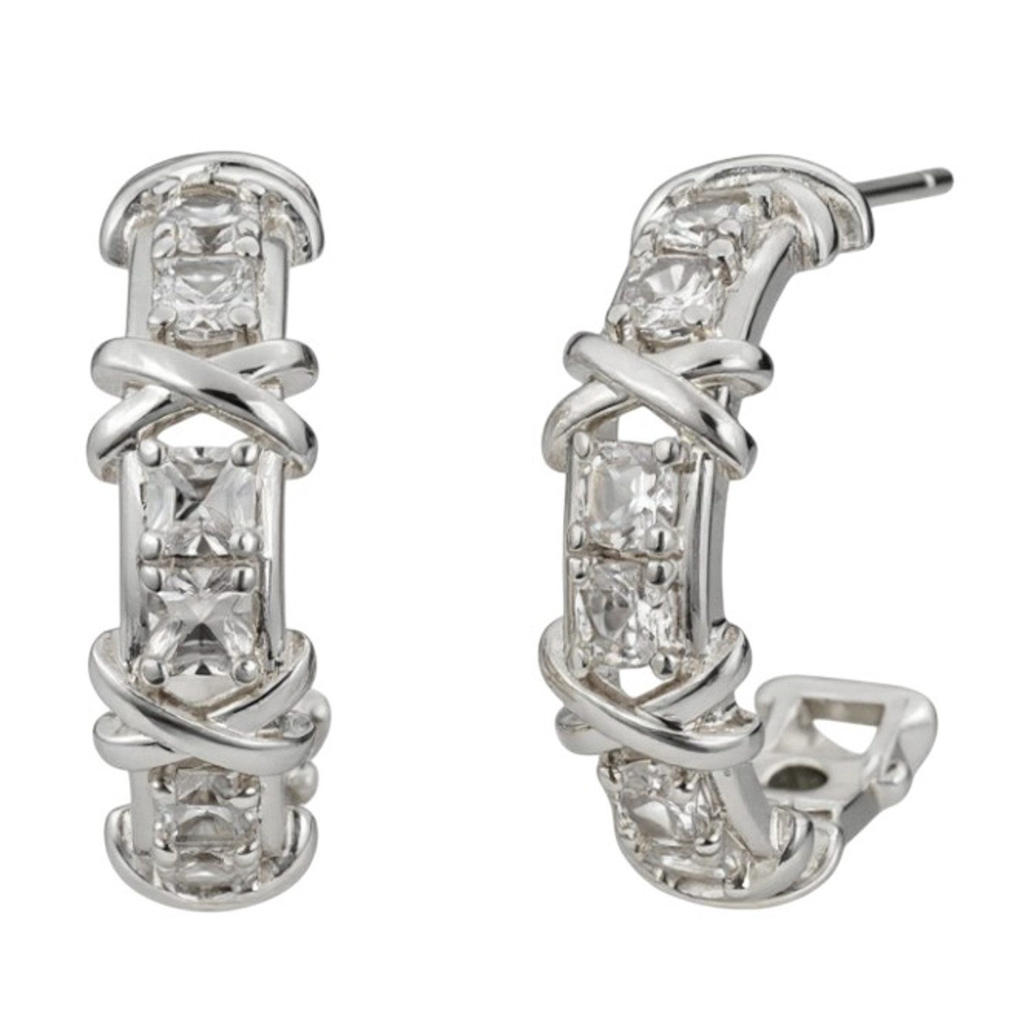 KARMA Creolen-Set Damenohrringe Halbreolen mit Zirkonen besetzt (Funkelnder Schmuck, Damenschmuck Kreolen), Funkelnd, Gold oder Silber (2 cm)