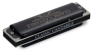 Classic Cantabile Mundharmonika AHB-650 PRO, C-Dur, (Inkl. Etui & Pflegetuch), 10 Phosphor-Bronze Stimmzungen - Messing-Gehäuse