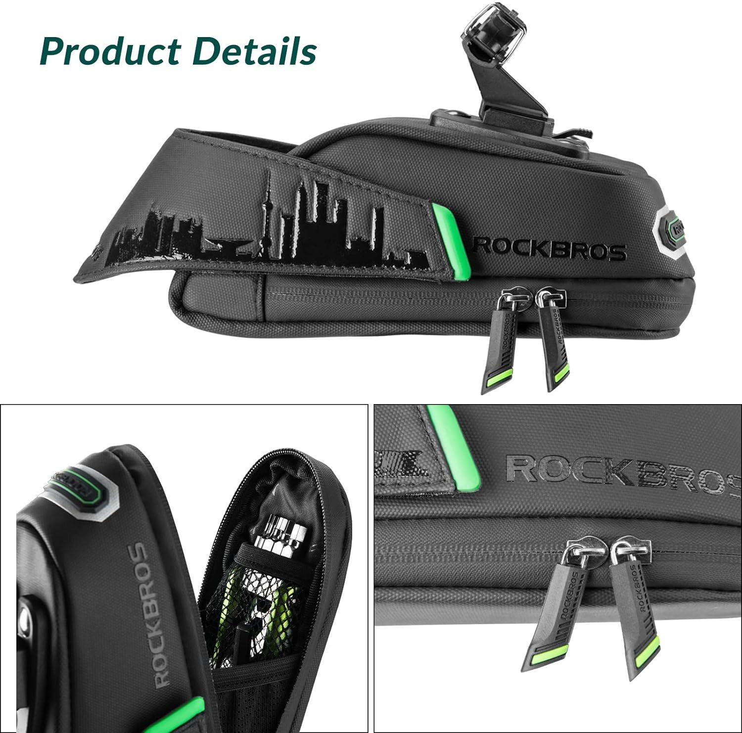 ROCKBROS Satteltasche Fahrradtasche für MTB Rennrad, 1L/ 1,5L (1-tlg), Wasserdicht Stoßfest Sitztasche mit Rücklichthalter