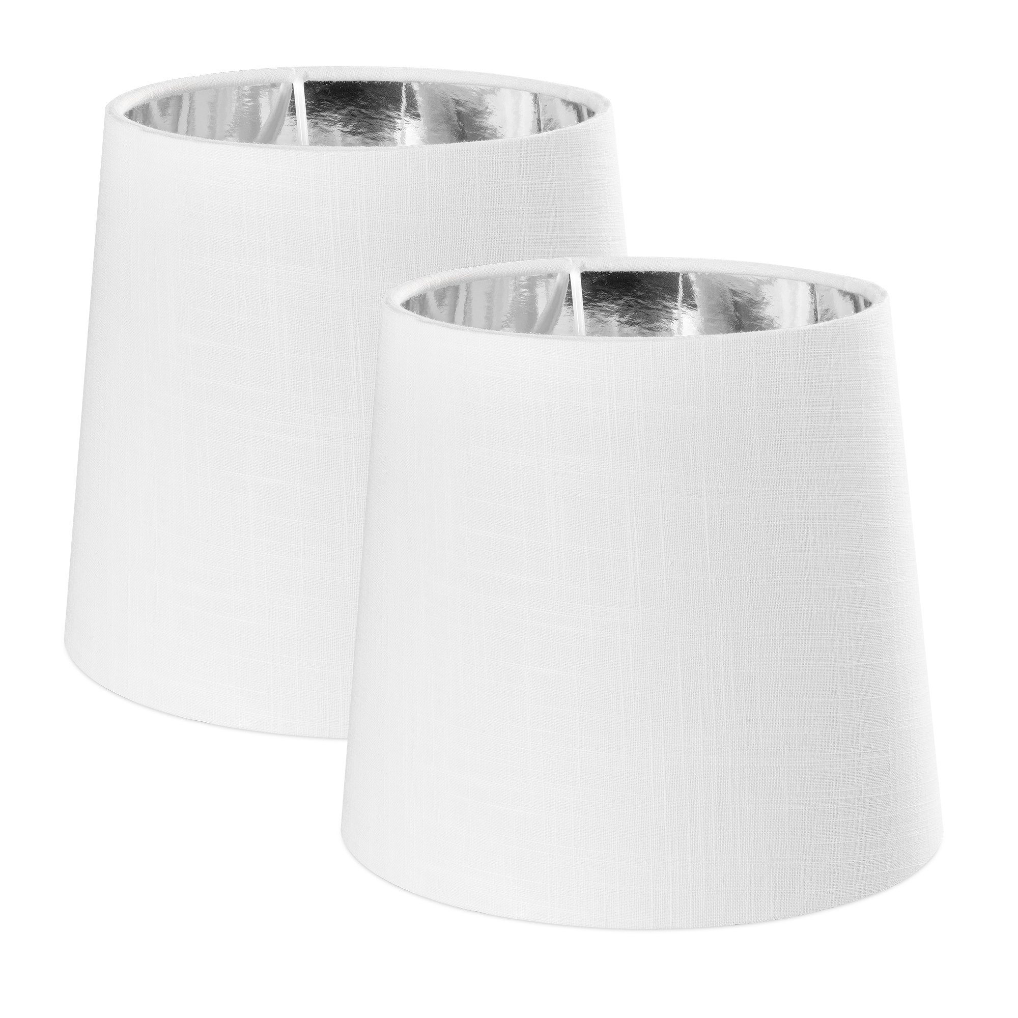 Navaris Lampenschirm 2x Lampenschirm Tischlampe E14 rund - 15,2cm - Weiß Si günstig online kaufen