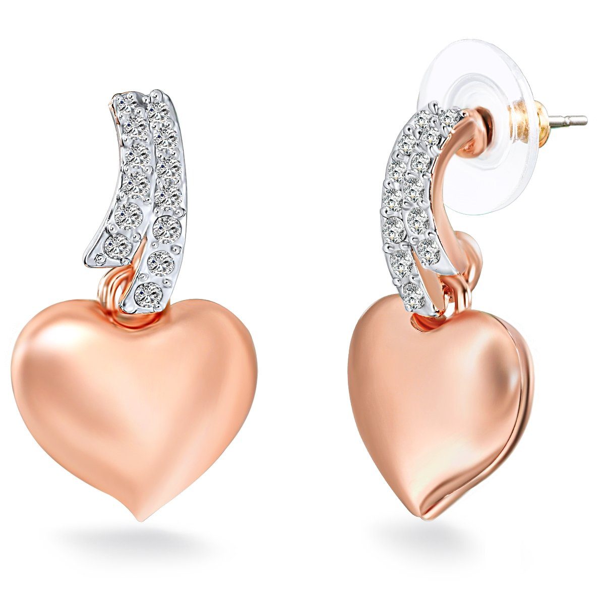 Lulu & Jane Paar Ohrhänger Herz roségold, mit Herz günstig online kaufen