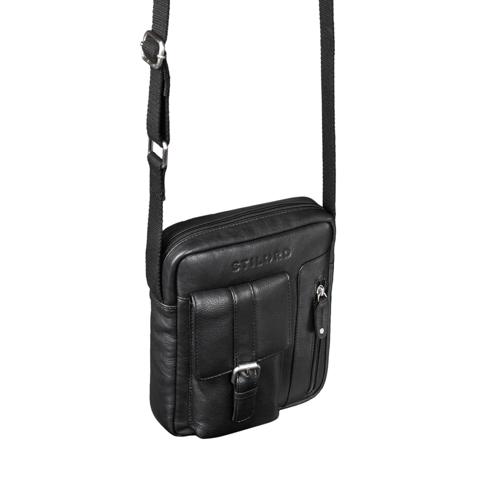 Bag Leder schwarz STILORD Umhängetasche Herren klein "Kendrick" Messenger