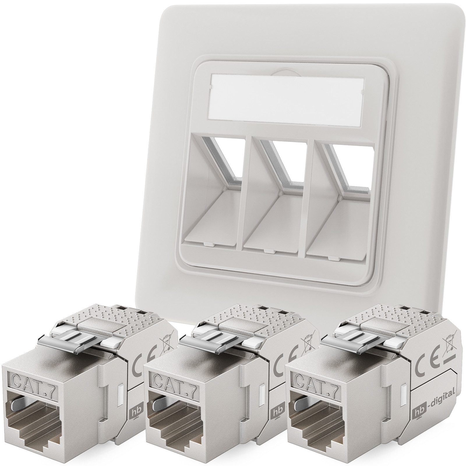 Keystone Dose Netzwerkdose mit Keystone Modul CAT 7 RJ45 Unterputz Netzwerk-Adapter