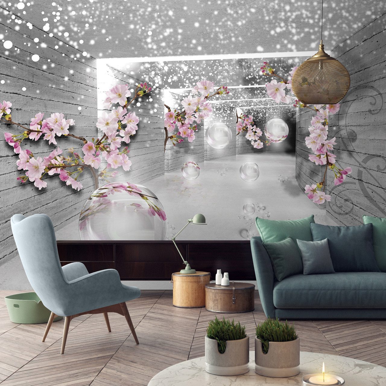 Wallarena Fototapete 3D Tunnel Blumen Vlies Tapete Wohnzimmer Schlafzimmer Wandtapete, Fototapete - Vliestapete - Glatt Vlies, 3D-Effekt, Tapete Wohnzimmer Schlafzimmer Vliestapete Wand Deko + Kleister