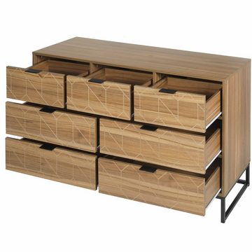 WISHDOR Sideboard Anrichte Flurschrank Küchenschrank Kommode (mit 7 Schubladen und Griffe)