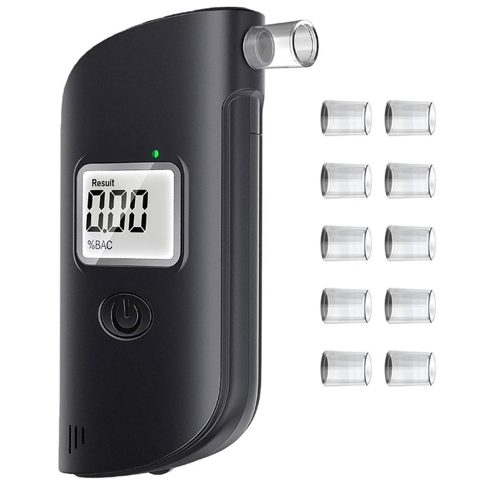 TUWENA Alkoholtestgerät Alkoholtester Polizeigenau, Professioneller Promilletester Alkotester, (1-tlg), Alkoholtester Promillemessgerät mit 10 Mundstücken für Privaten