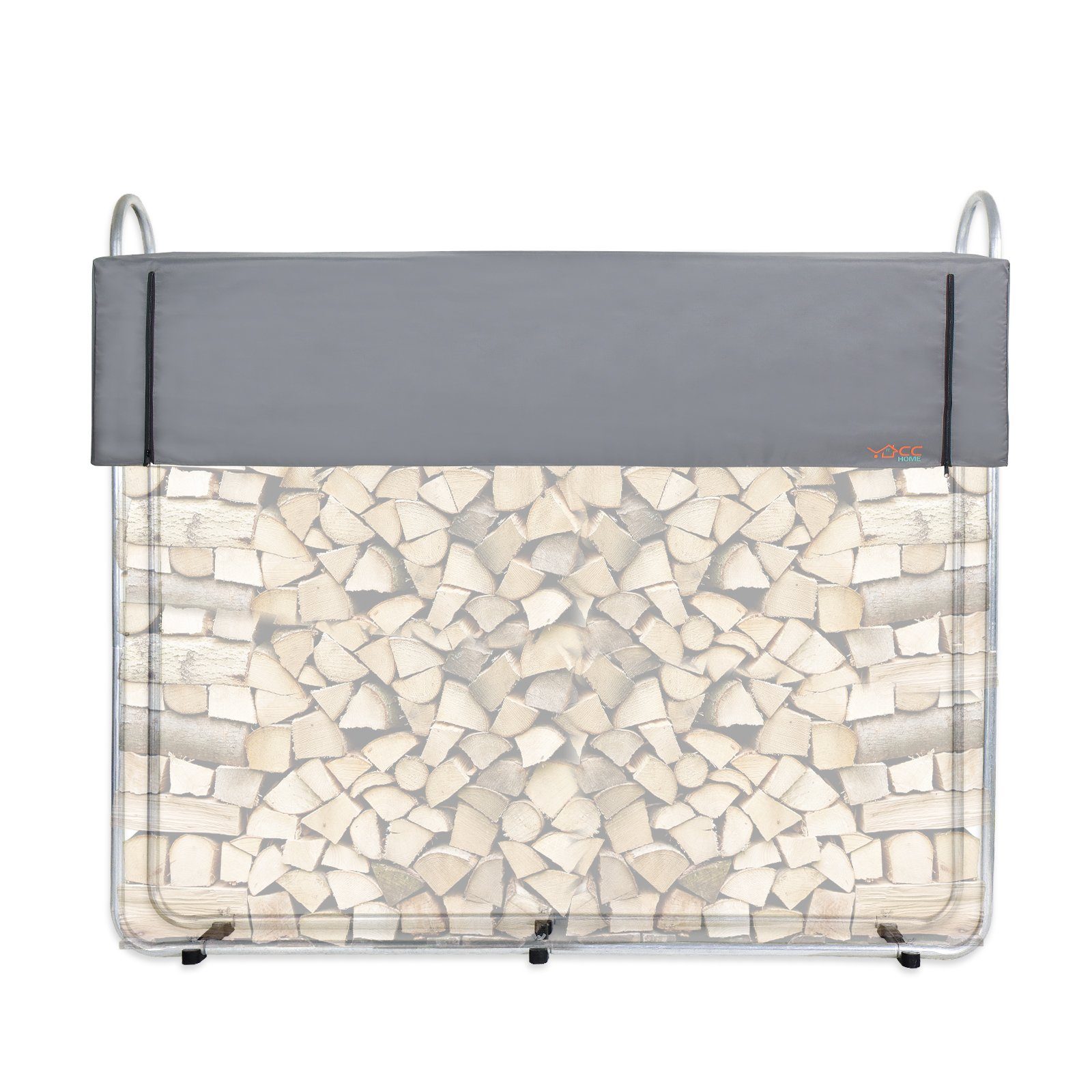 CCLIFE Kaminholzregal Kaminholzregal Metall Aussen Stapelhilfe für Brennholz 165x25x146cm, mit Regenhülle