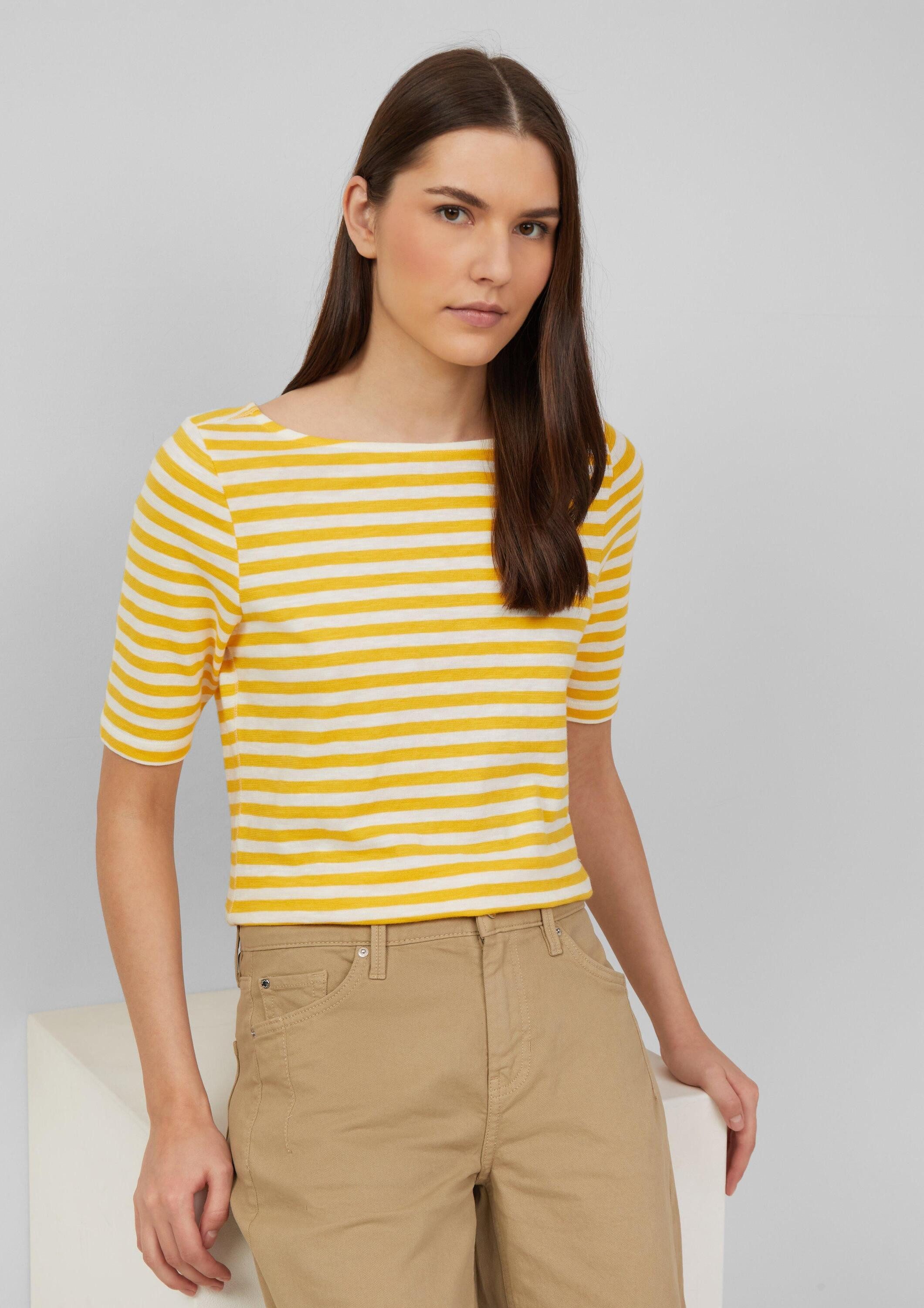 s.Oliver Kurzarmshirt T-Shirt Gestreiftes T-Shirt im Slim Fit mit Flammgarn günstig online kaufen