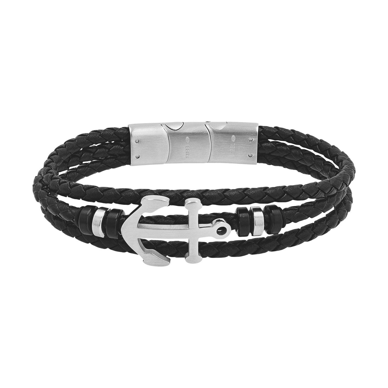 TOM TAILOR Lederarmband Schmuck Geschenk Edelstahl Leder Kautschuk Anker