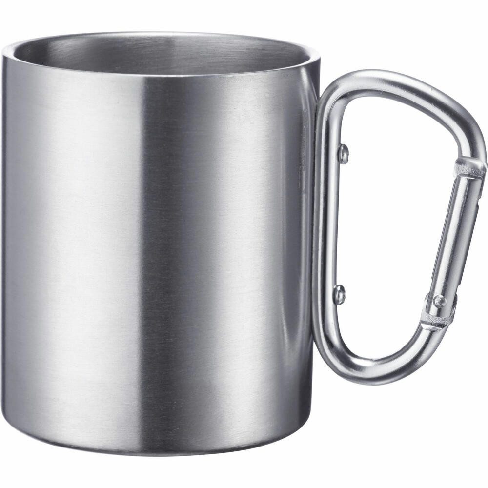 Becher / Edelstahltasse mit Karabinerhaken – praktische Camping-Tasse, 300