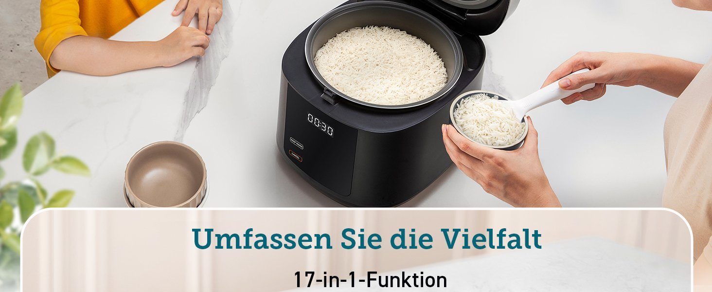 Timer Cosori warmhalten, + l Multikocher Getreide, CRC-R501-KEU 970,00 Suppen, Schüssel,Reis kochen, dämpfen, backen, Zubehör, 5,00 und W,