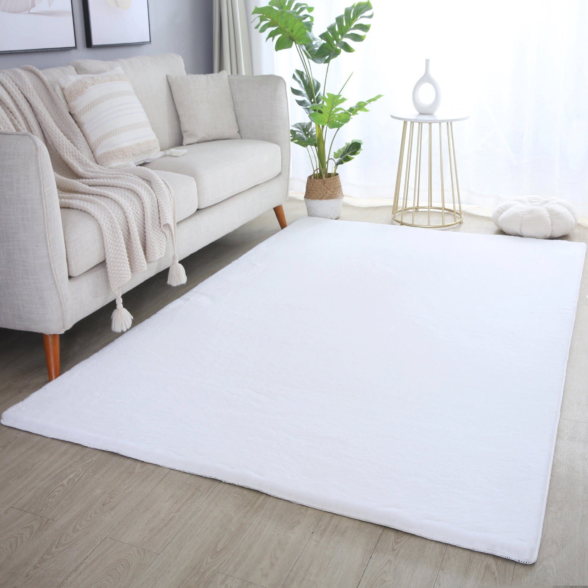 Hochflor-Teppich Komfortabler Teppich Hochflor, Miovani, rechteckig, Höhe: 2 mm, Wohnzimmer, Schlafzimmer Weiß